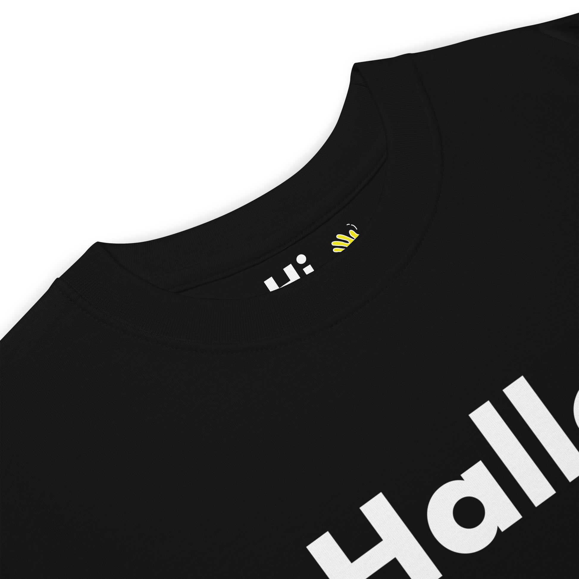 Hi Hallo German Greeting T shirt in black front