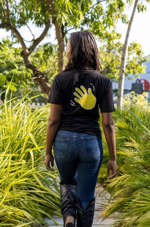Hi Howdy USA Greeting T shirt in black, modeled by Alyssa Ferguson photographed by Johnny Michael in Coconut Grove