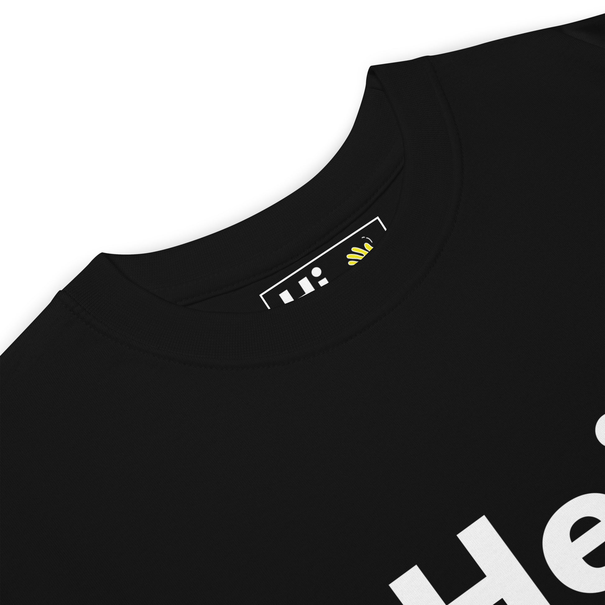 Hi Hei Finnish Greeting T shirt in black front detail