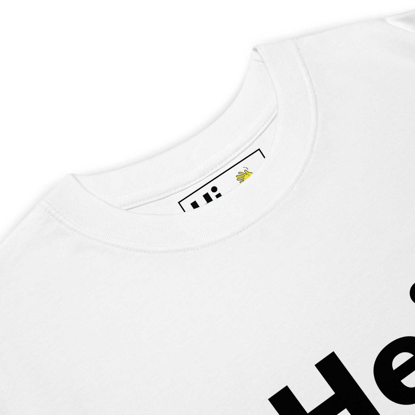 Hi Hei Finnish Greeting T shirt in white front detail