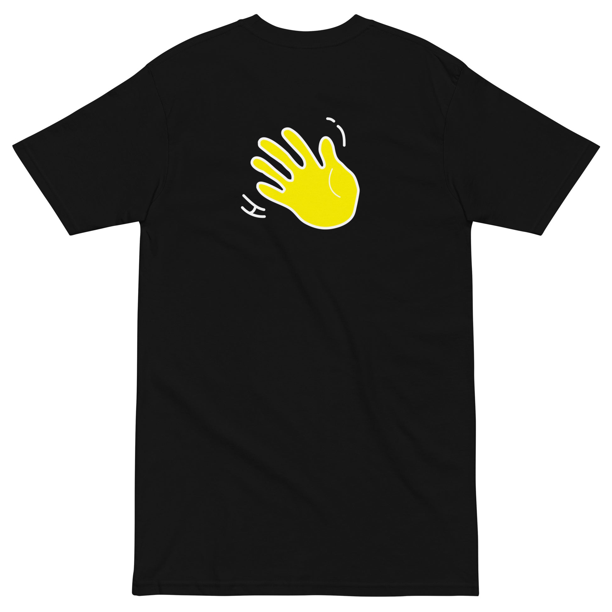 Hi Hello Darlin Tee in black back with Hi waving hand emoji
