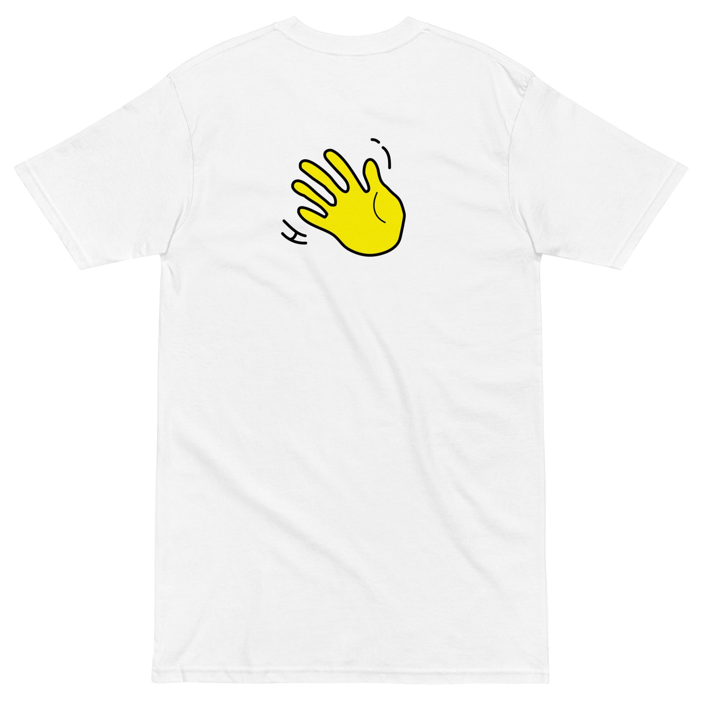 Hi Hello Darlin Tee in white back with Hi waving hand emoji