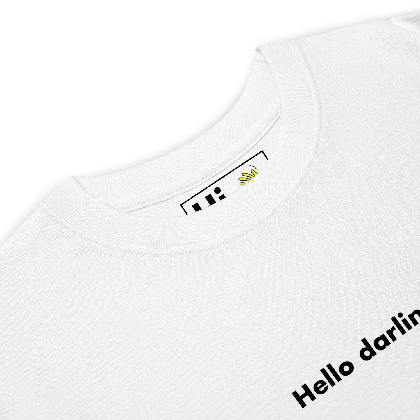 Hi Hello Darlin Tee in white front detail