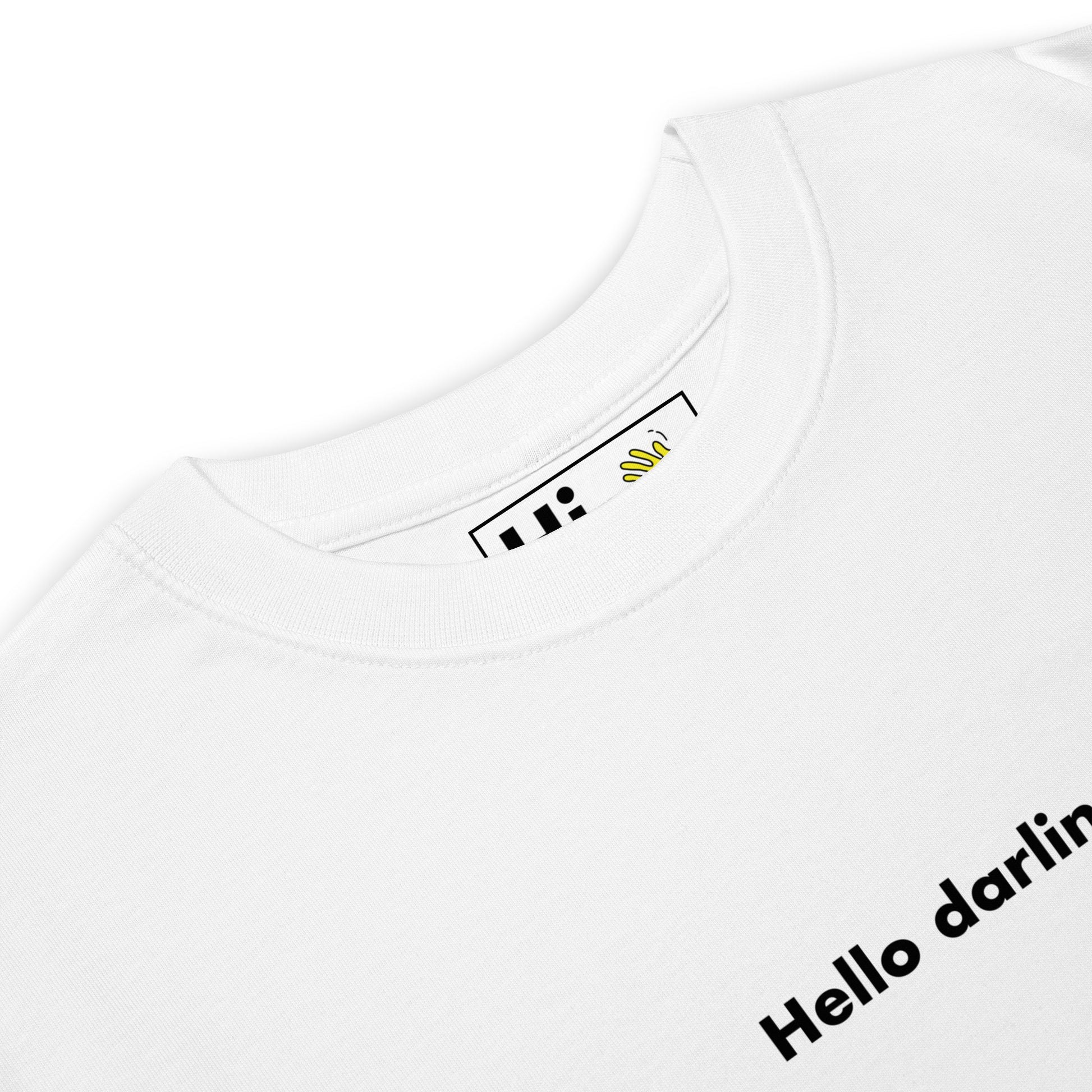 Hi Hello Darlin Tee in white front detail
