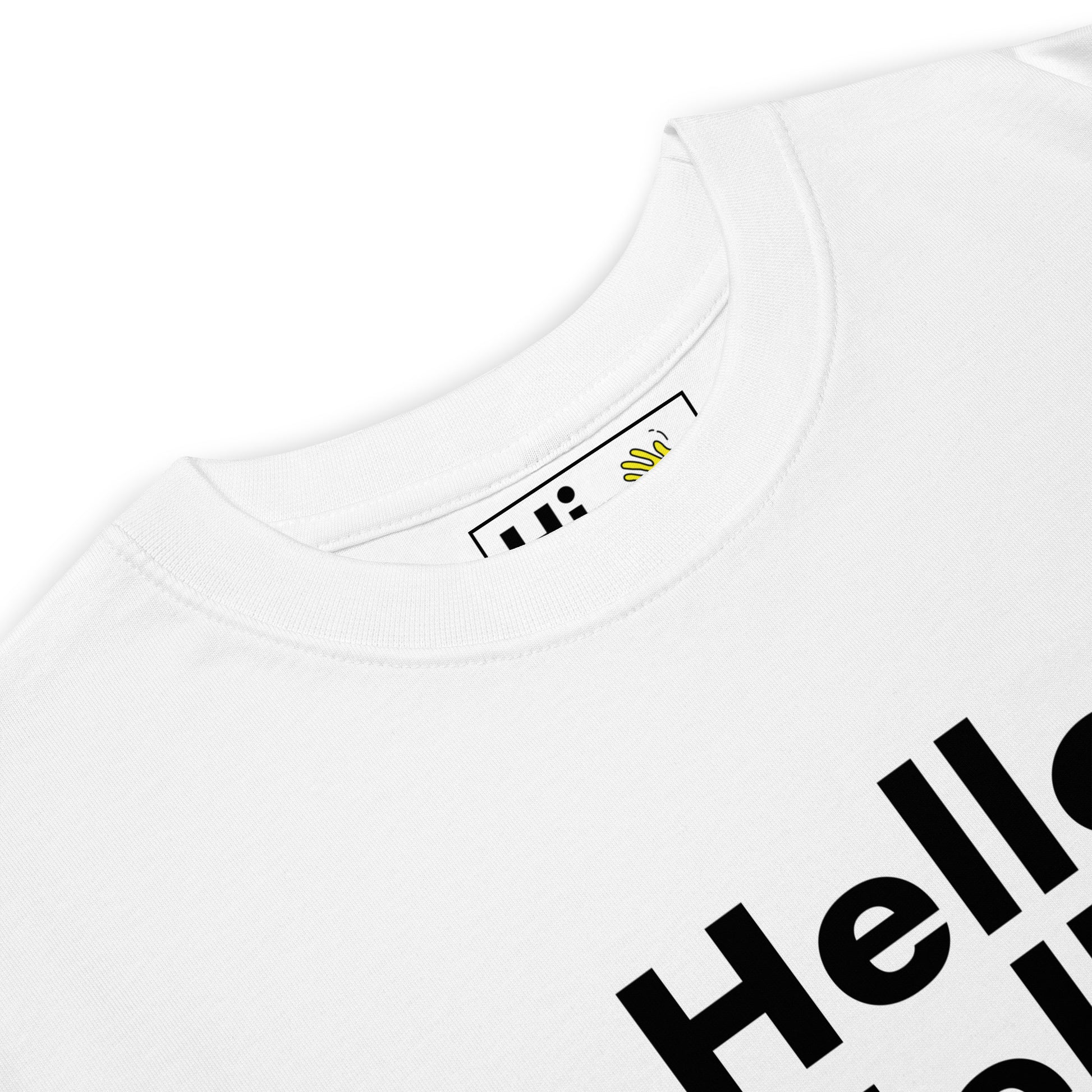 Hi Hello Hello Friendly Greeting T shirt in white front detail