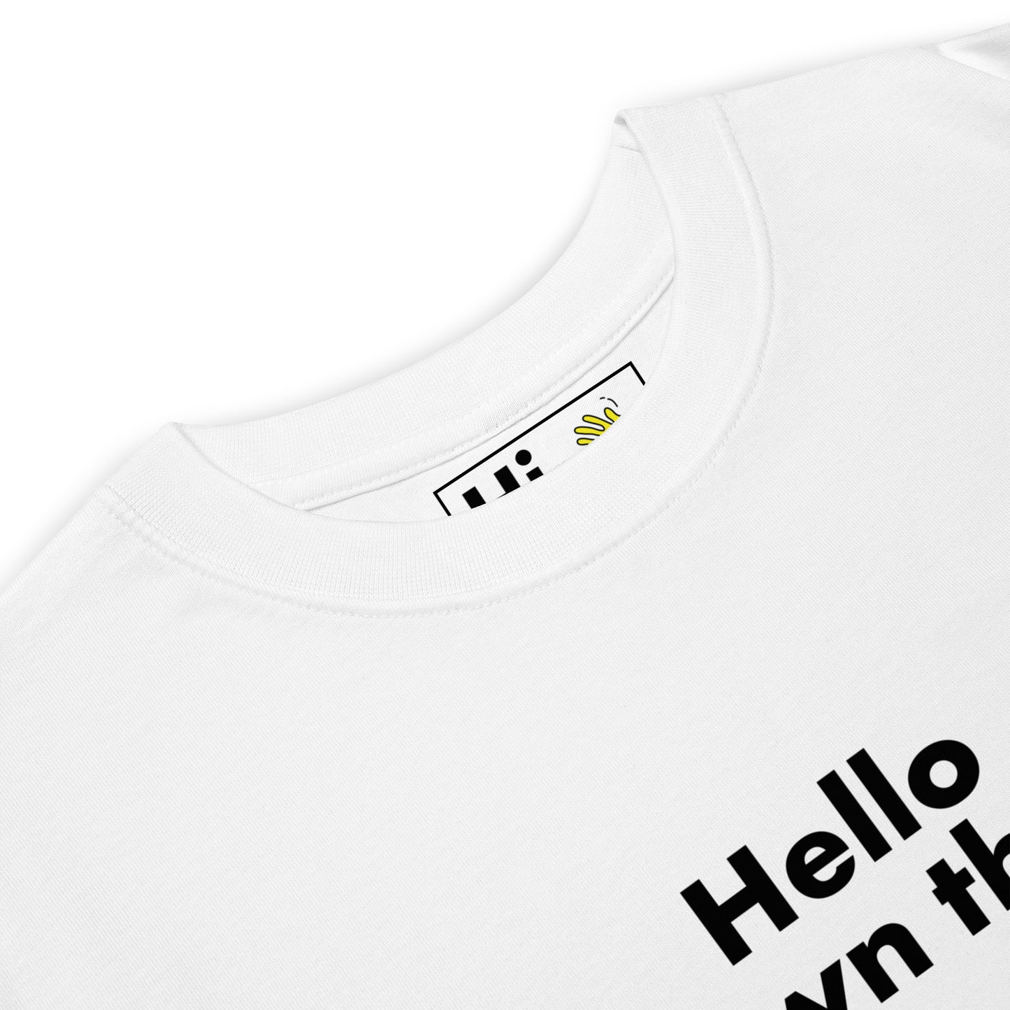 Hi Hello down there Funny Greeting T shirt in white front detail