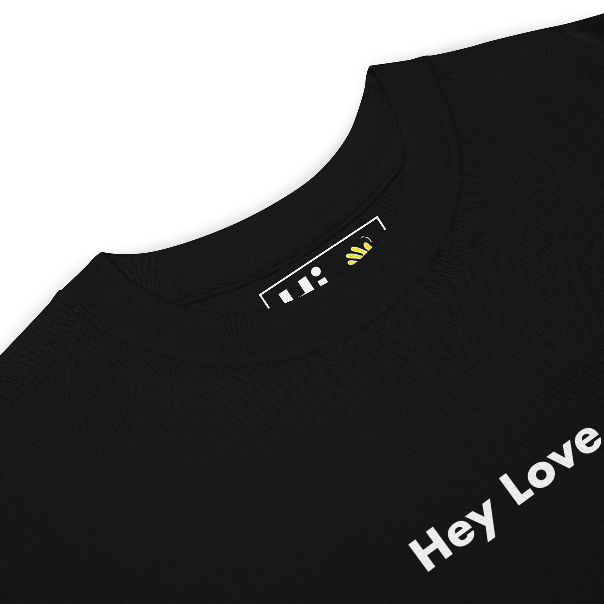 Hi Hey Love Greet Tee in black front detail