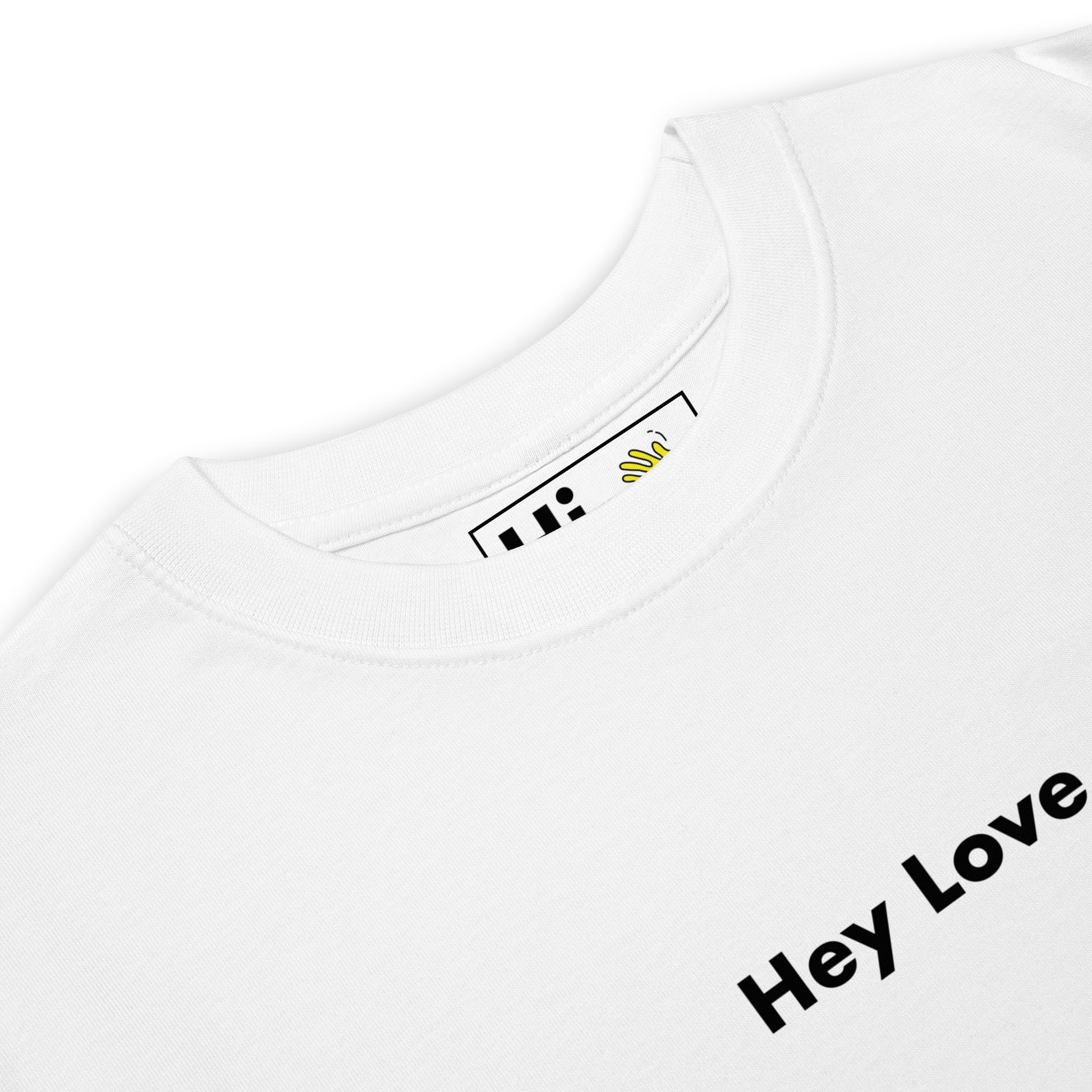 Hi Hey Love Greet Tee in white front detail