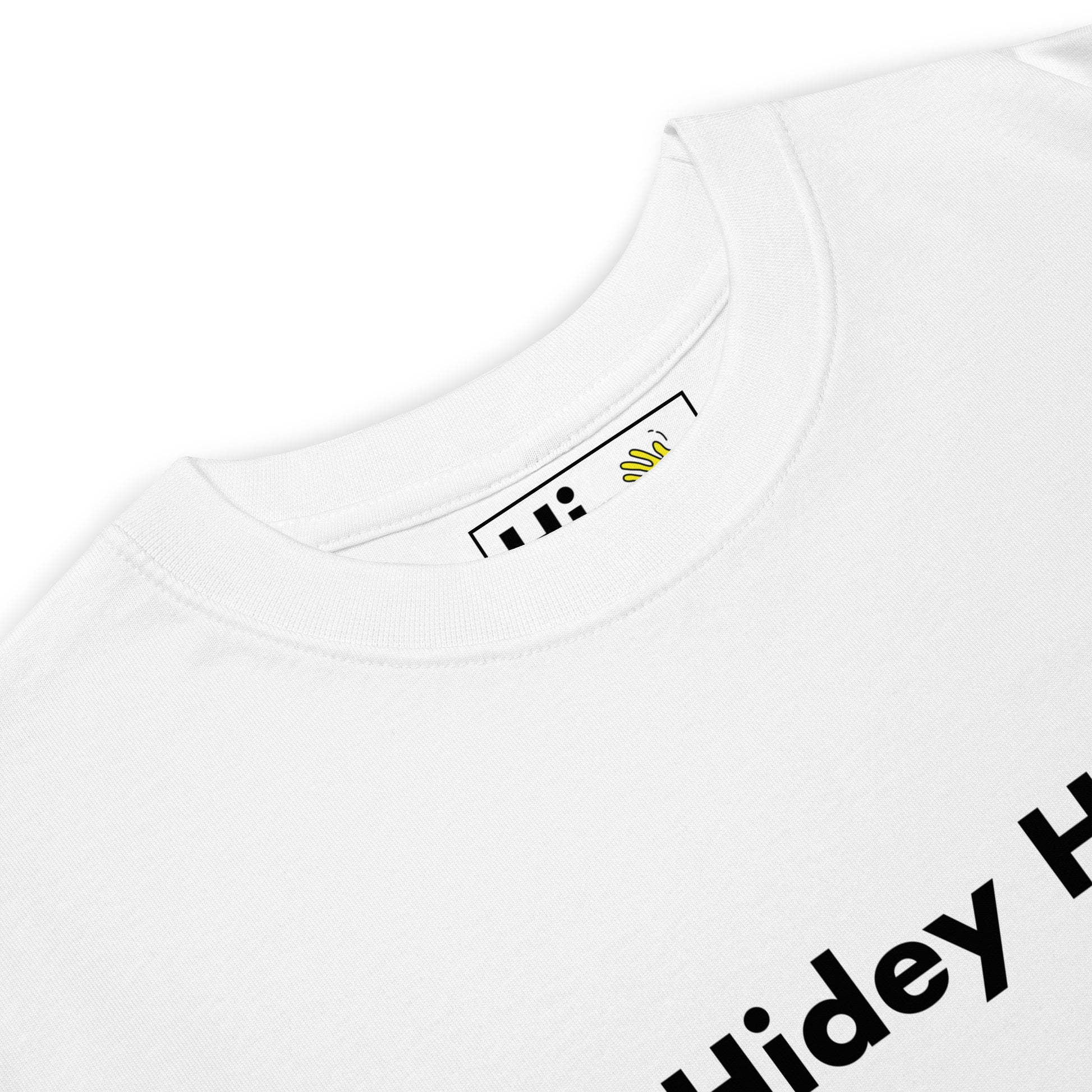 Hi Hidey Ho friendly greeting t shirt in white front