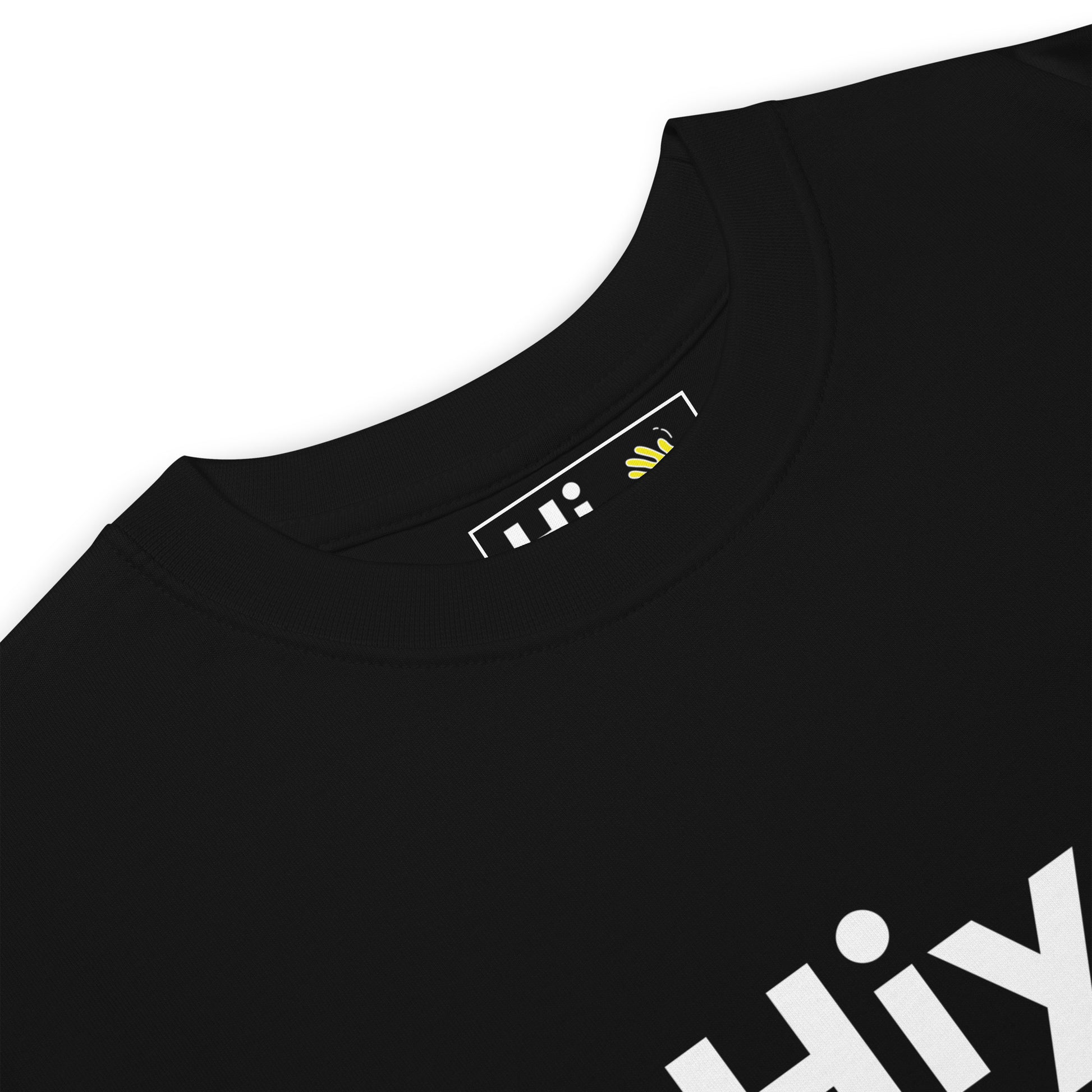 Hi Hiya Tee Friendly Greeting T shirt in black front 