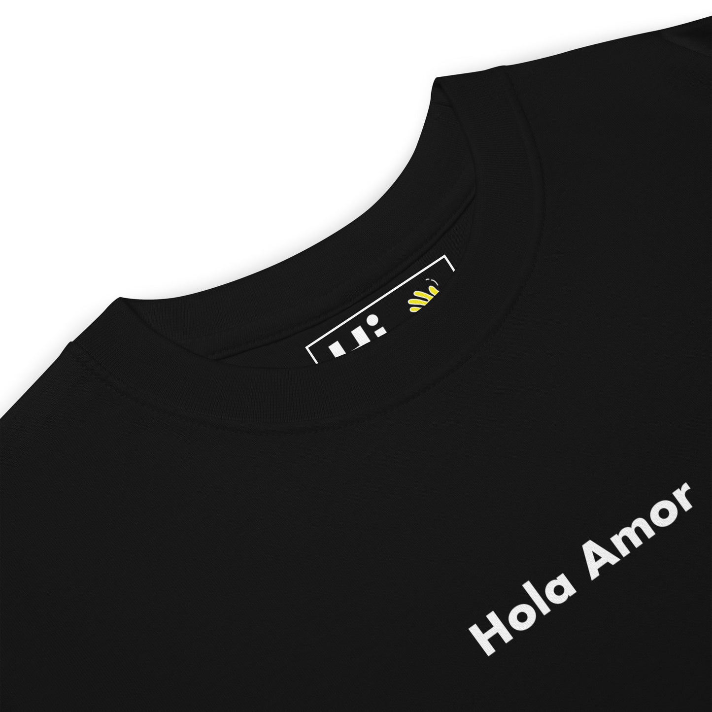 Hi Hola Amor Greet Tee in black front detail