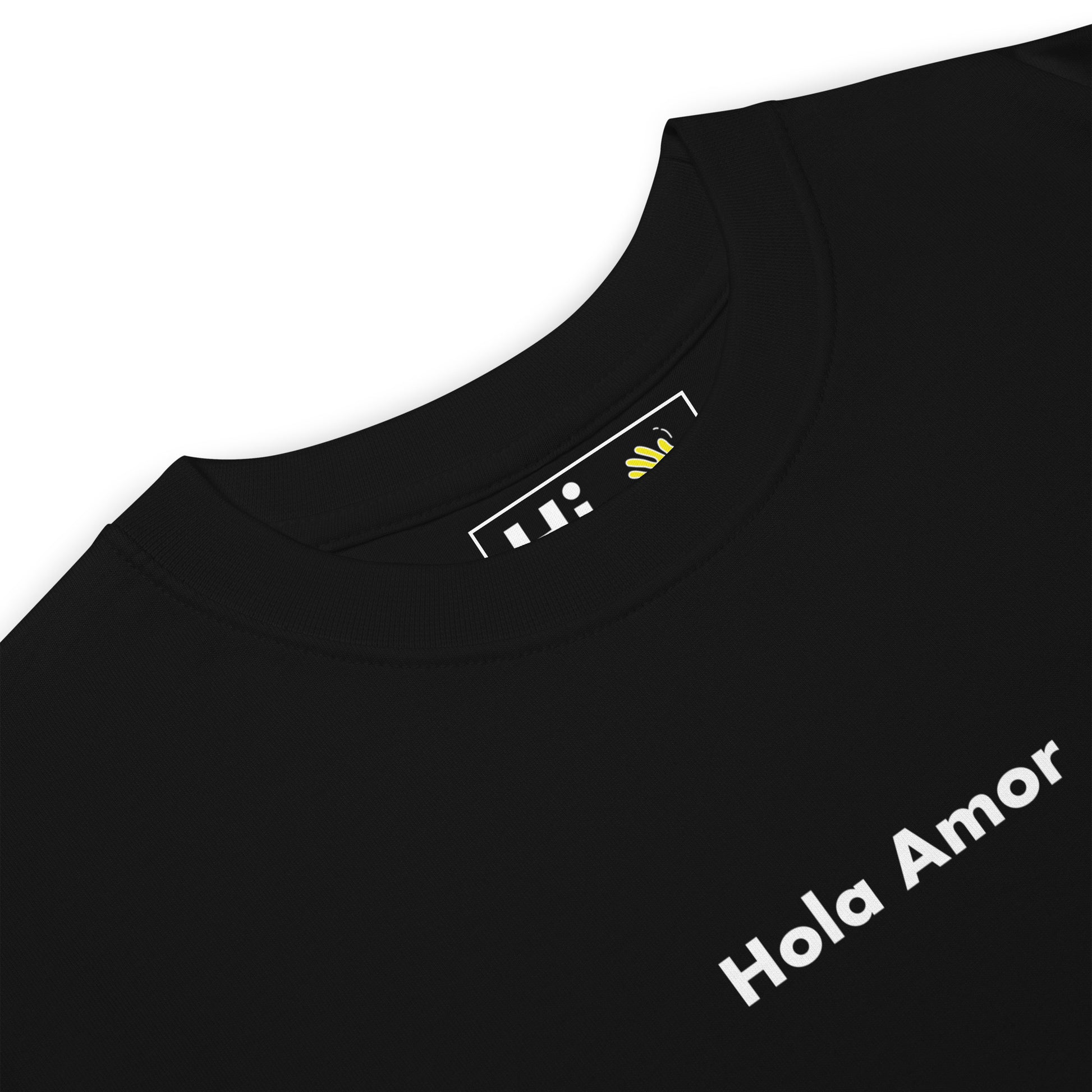 Hi Hola Amor Greet Tee in black front detail