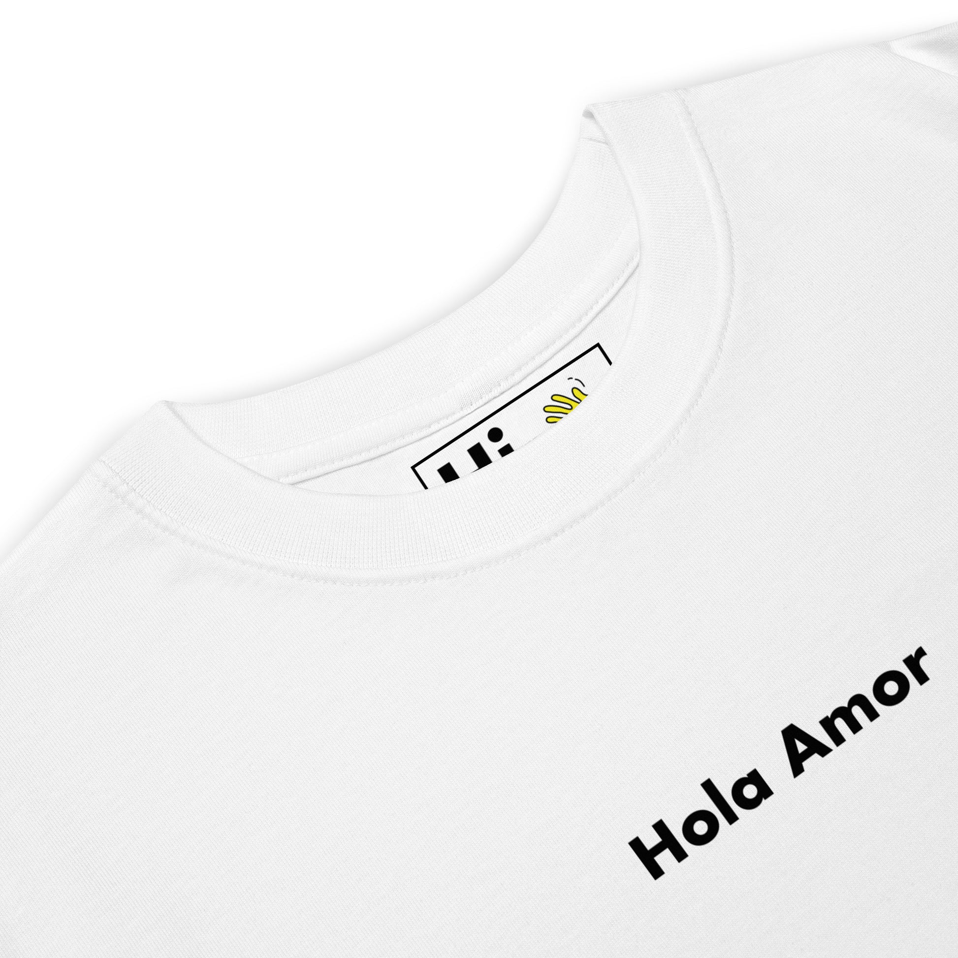 Hi Hola Amor Greet Tee in white front detail