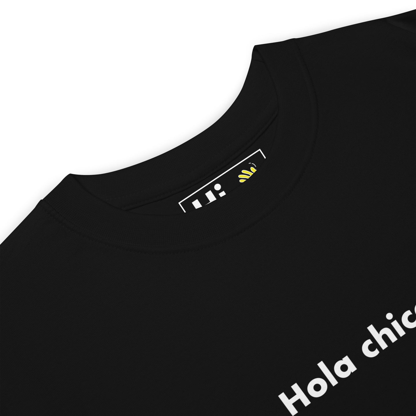 Hi Hola Chica Tee in black front detail