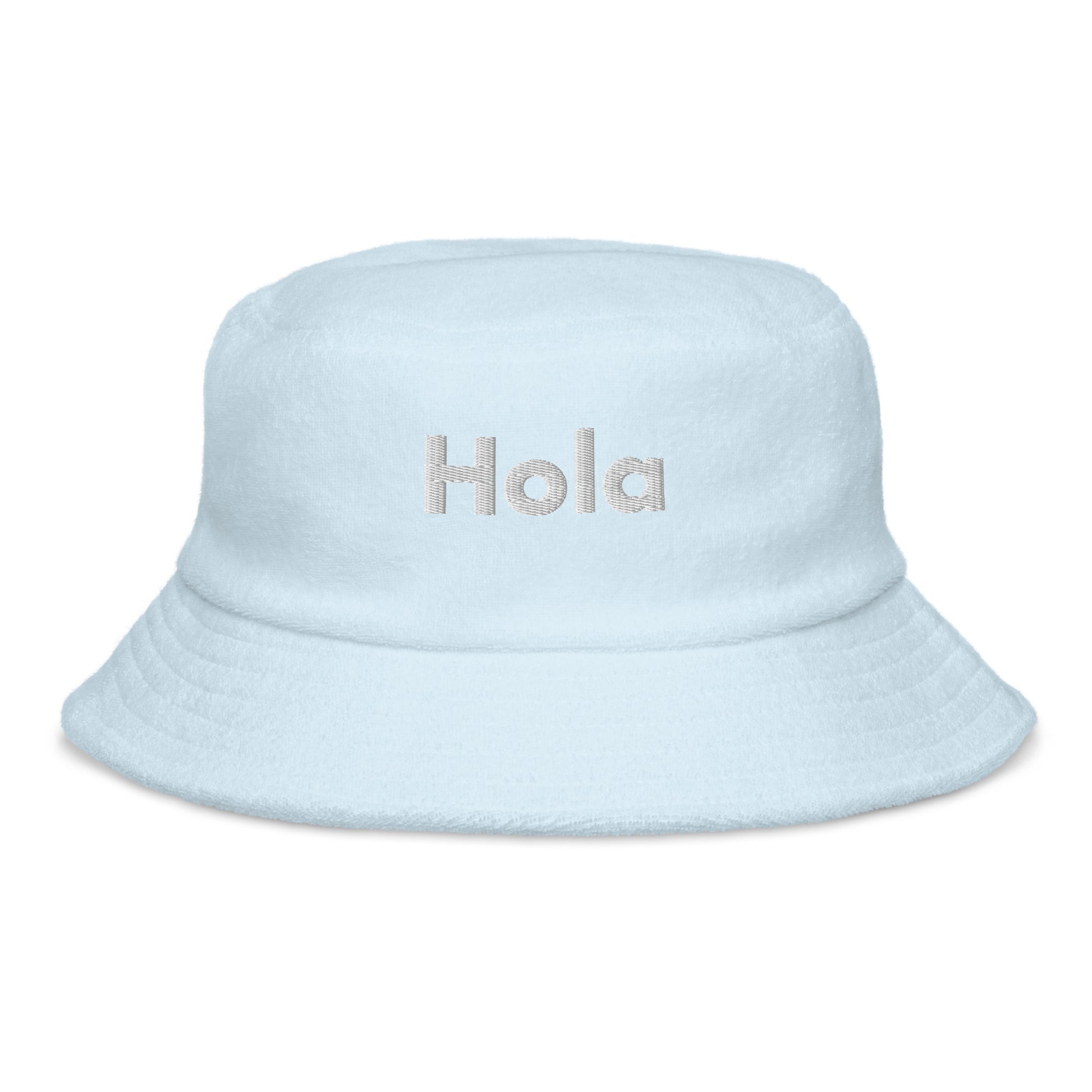 Hola Fuzzy Bucket Hat in light blue by Hi 👋 Happy interactions 