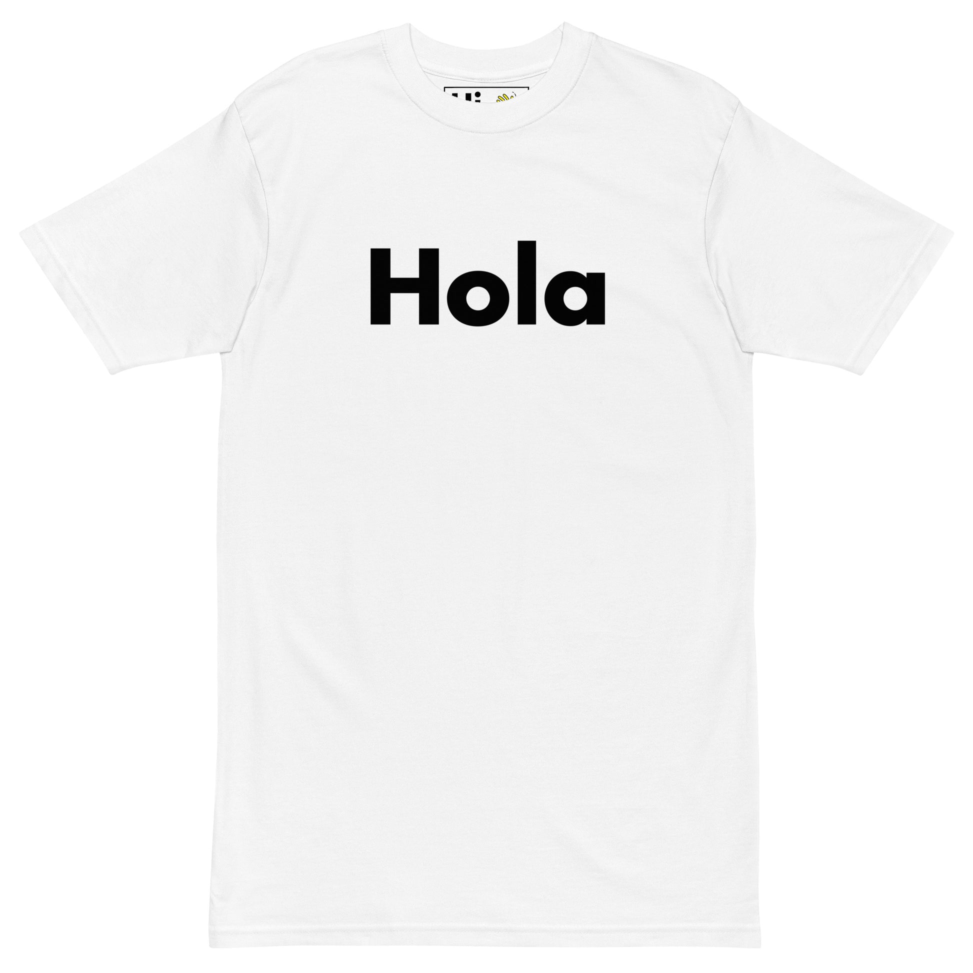 Hi Hola Spanish Greeting T shirt in white front