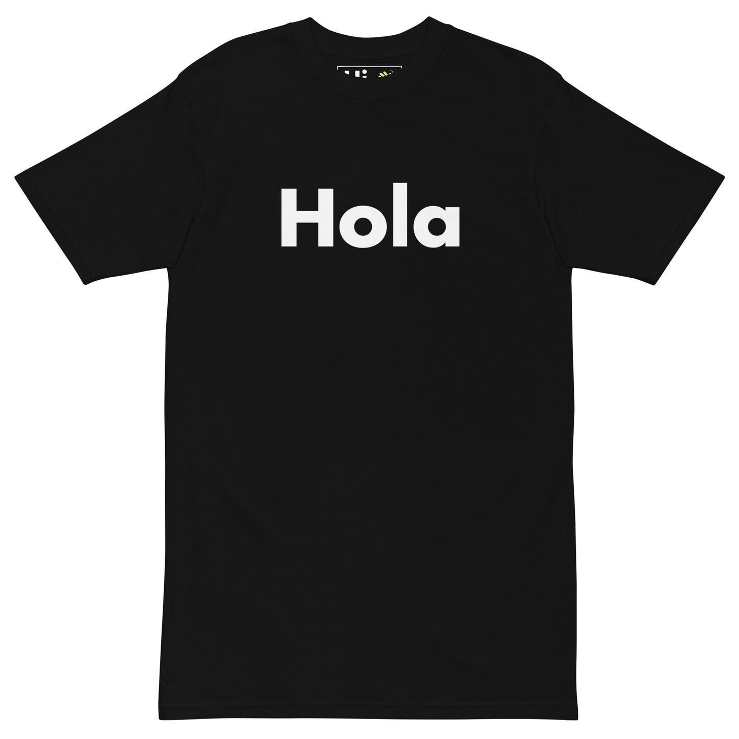 Hi Hola Spanish Greeting T shirt in black front