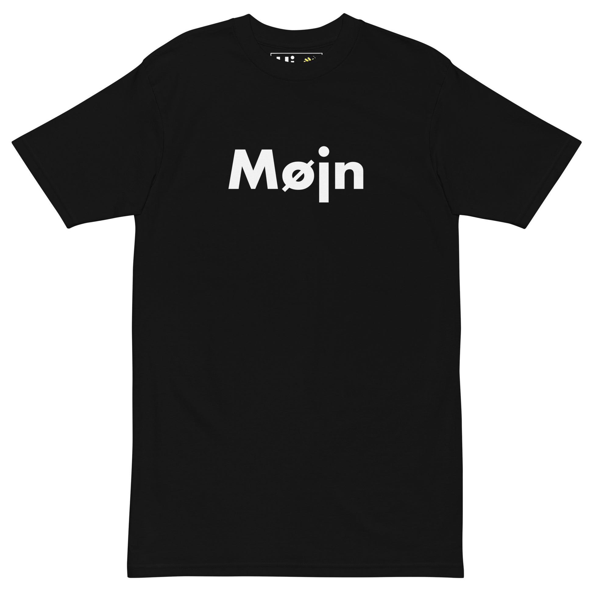 Hi Møjn Danish Greeting T shirt in black, front
