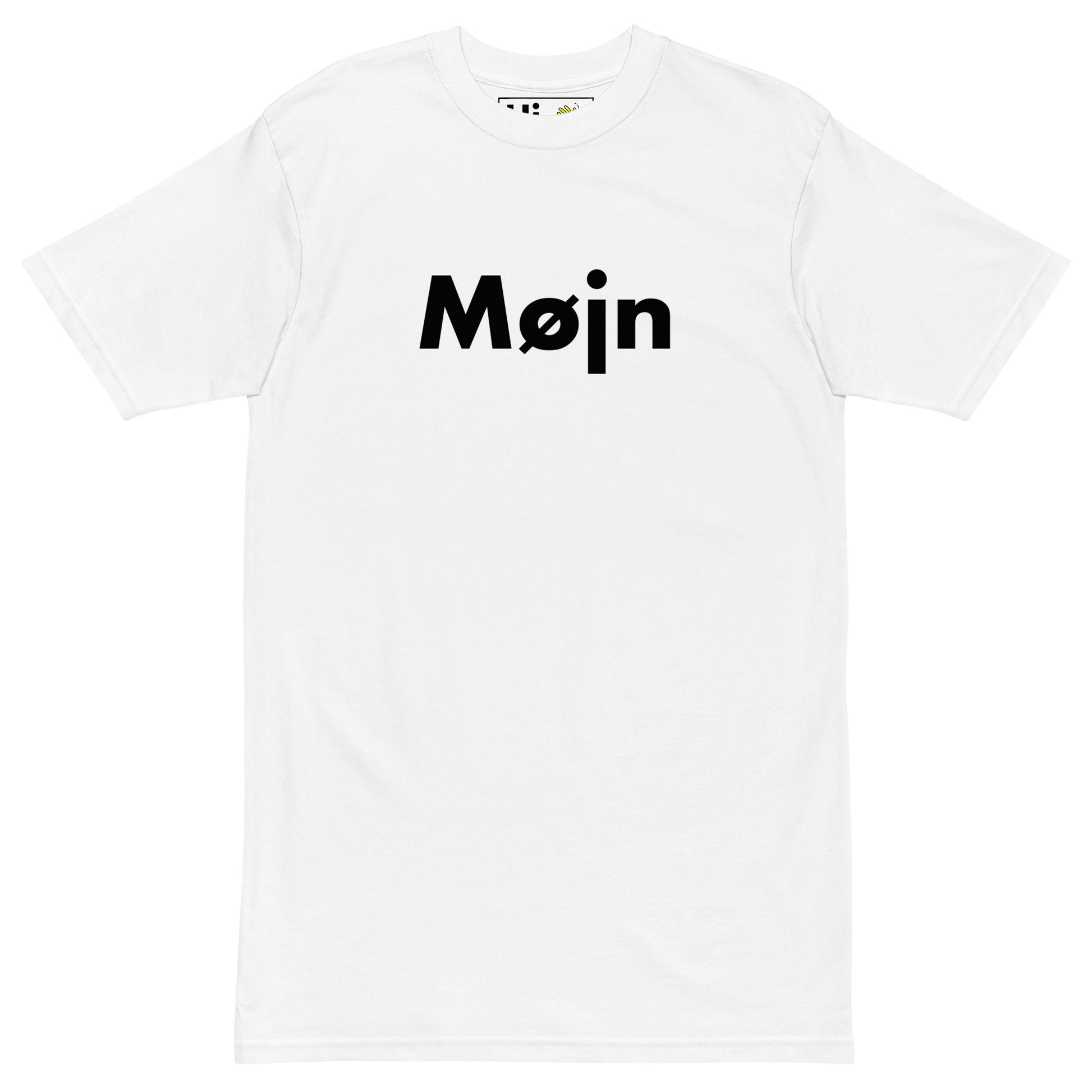 Hi Møjn Danish Greeting T shirt in white front