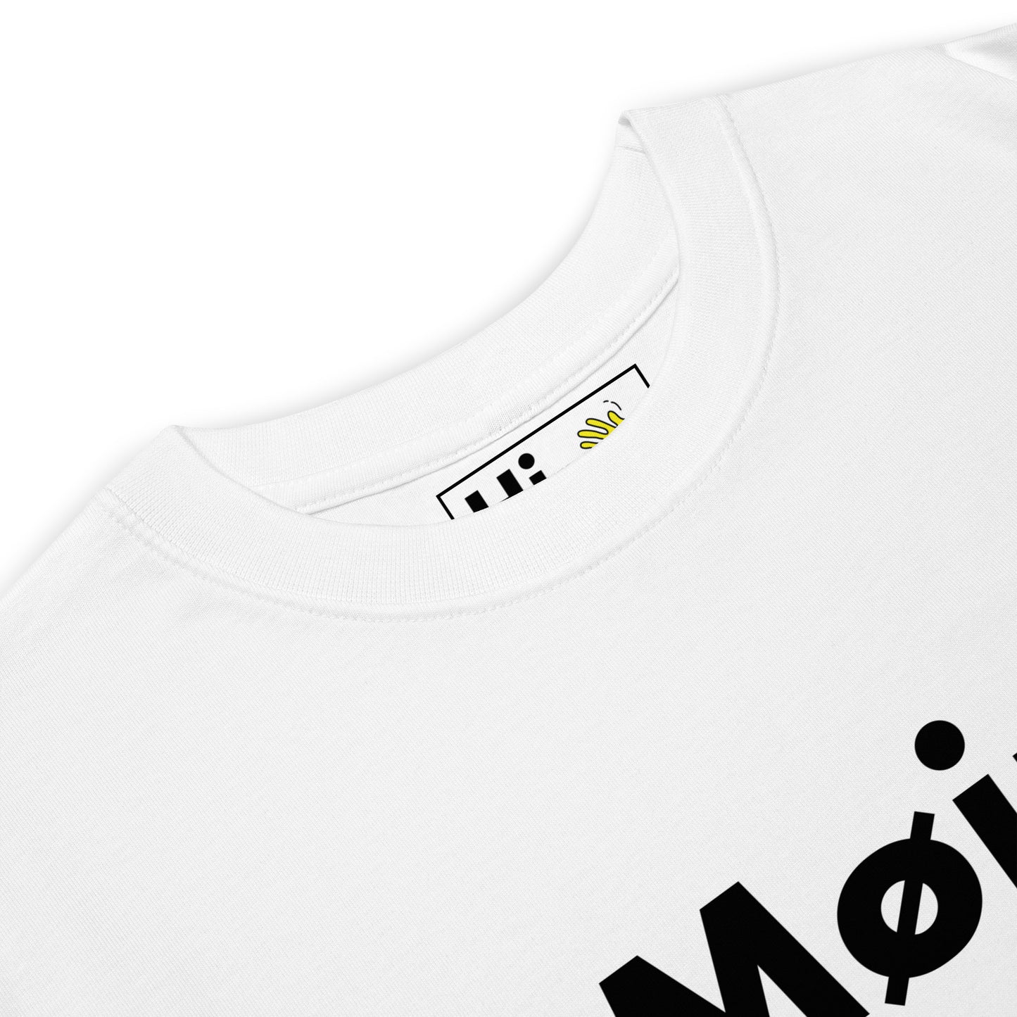 Hi Møjn Danish Greeting T shirt in white front detail