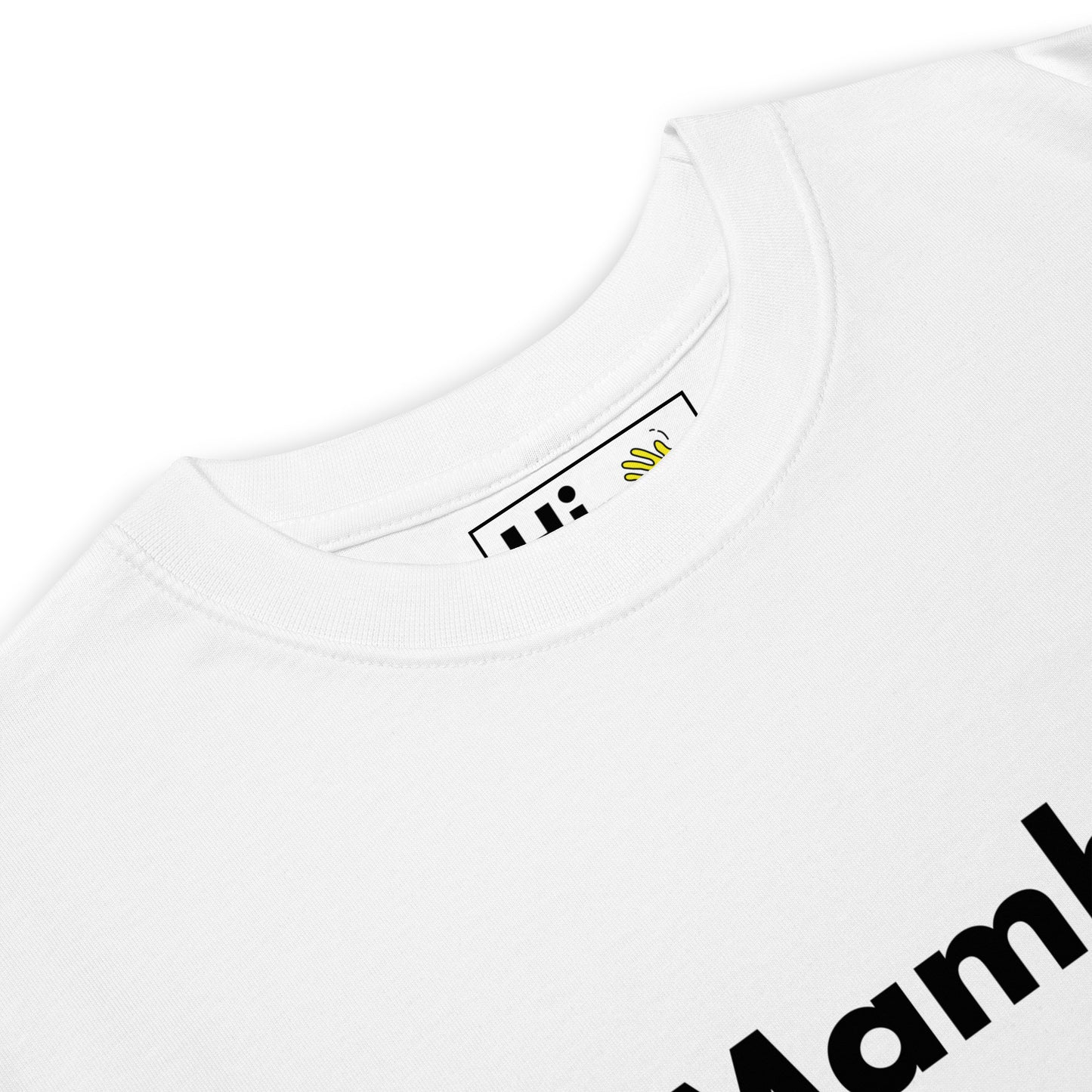 Hi Mambo Swahili Greeting T shirt in white front detail