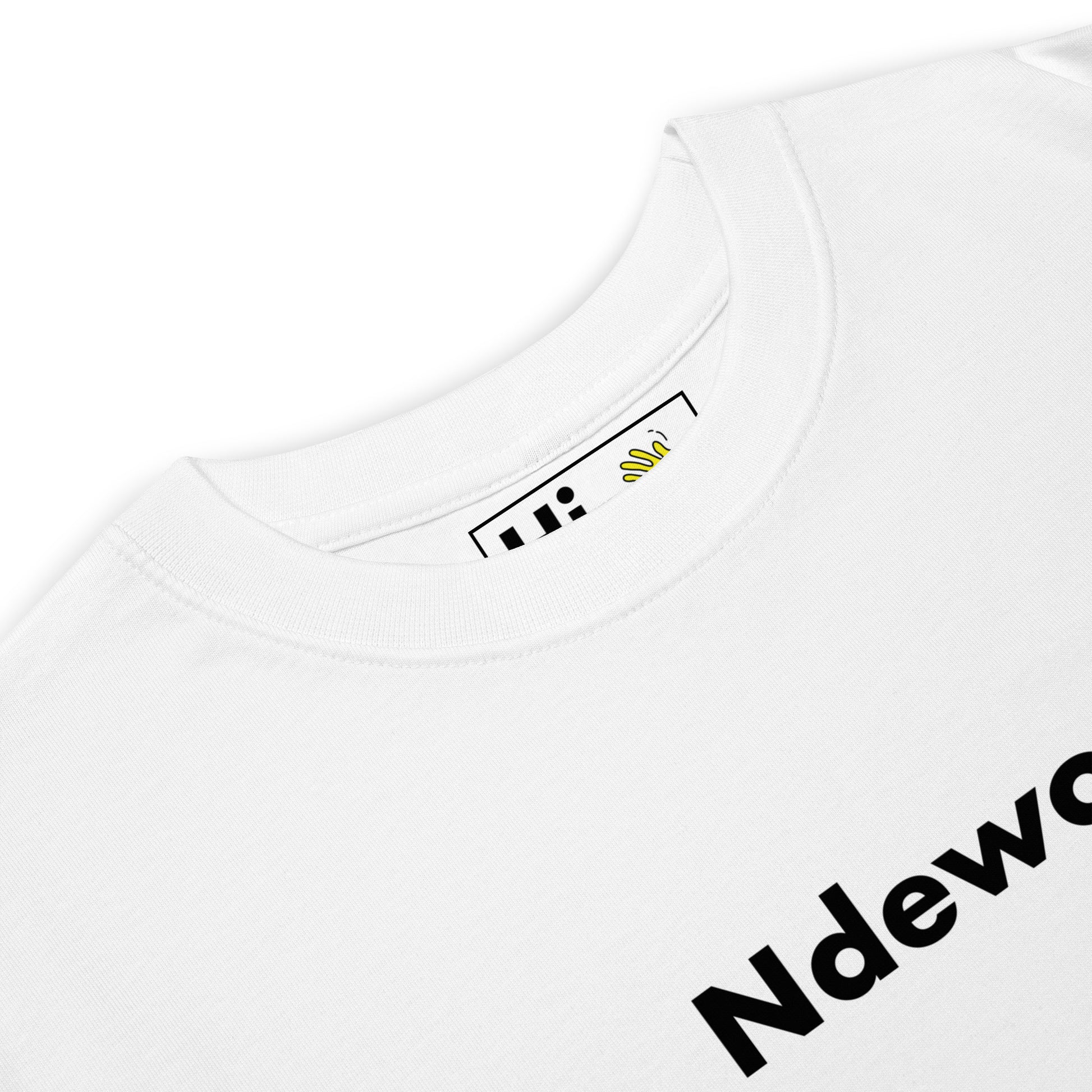 Hi Ndewo Igbo Greet Tee in white front detail