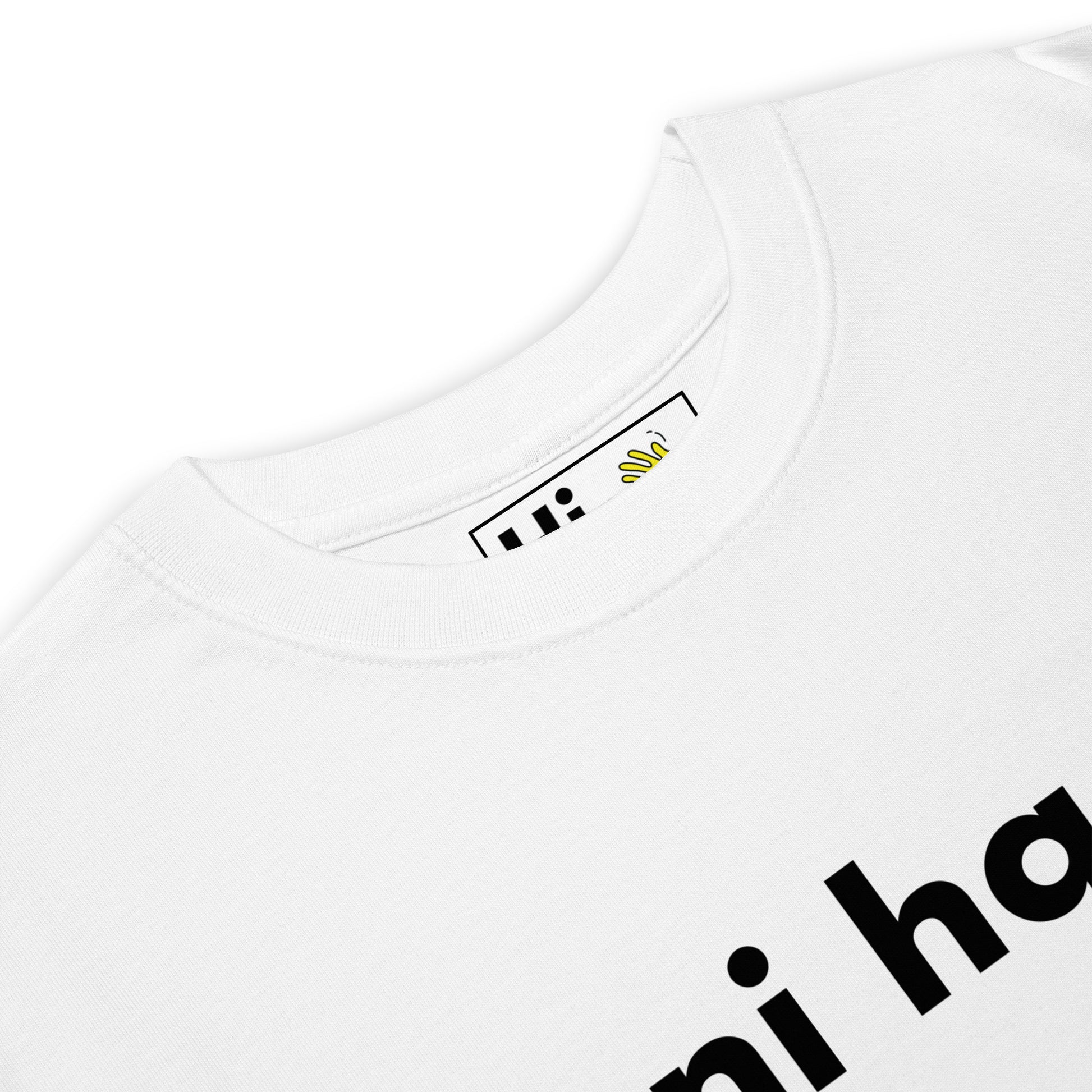 Hi Ni Hao Chinese Greeting T shirt in white front detail