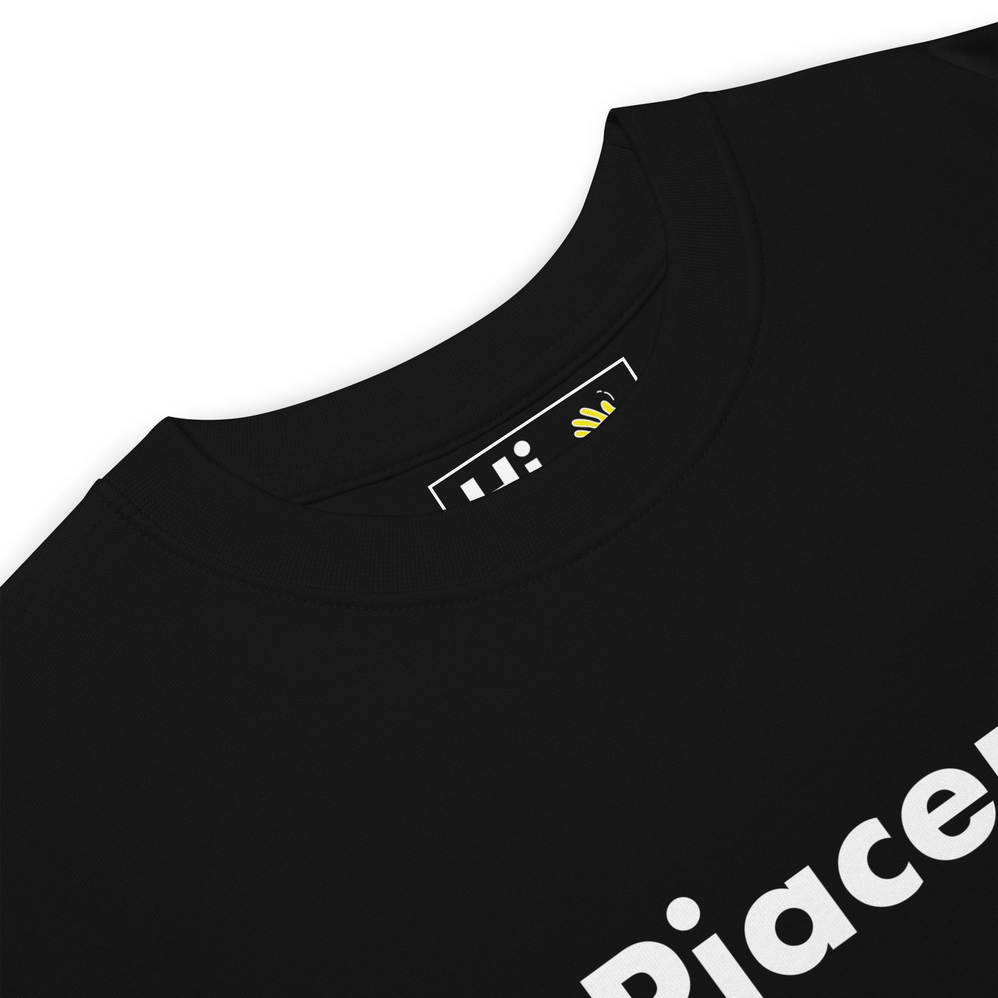 Hi Piacere Italian Greeting T shirt in black front detail