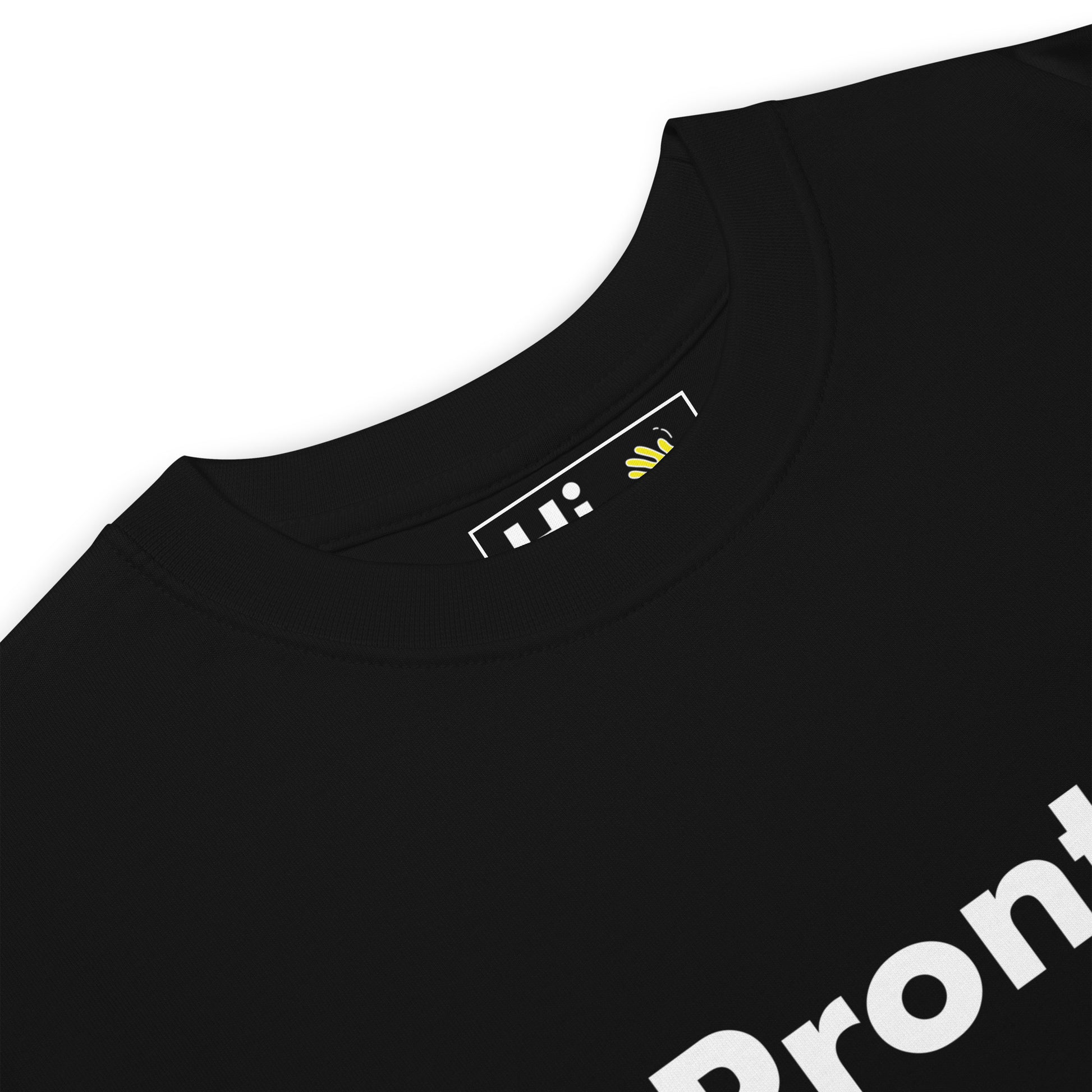Hi Pronto Italian Greeting T Shirt by happy interactions in black front detail