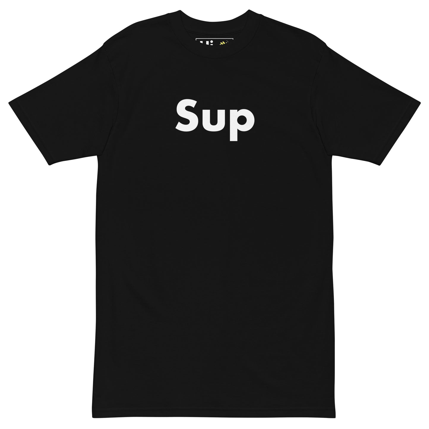Hi SUP Greeting T shirt in black front