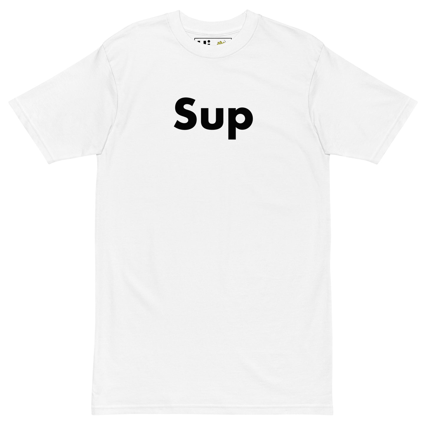 Hi SUP Greeting T shirt in white front