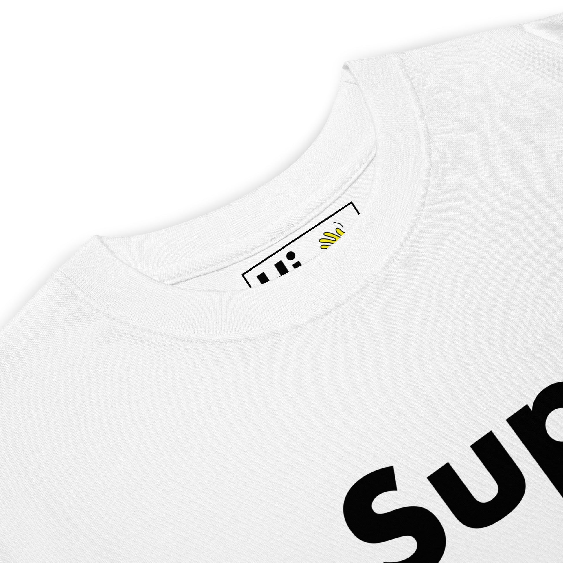 Hi SUP Greeting T shirt in white front detail