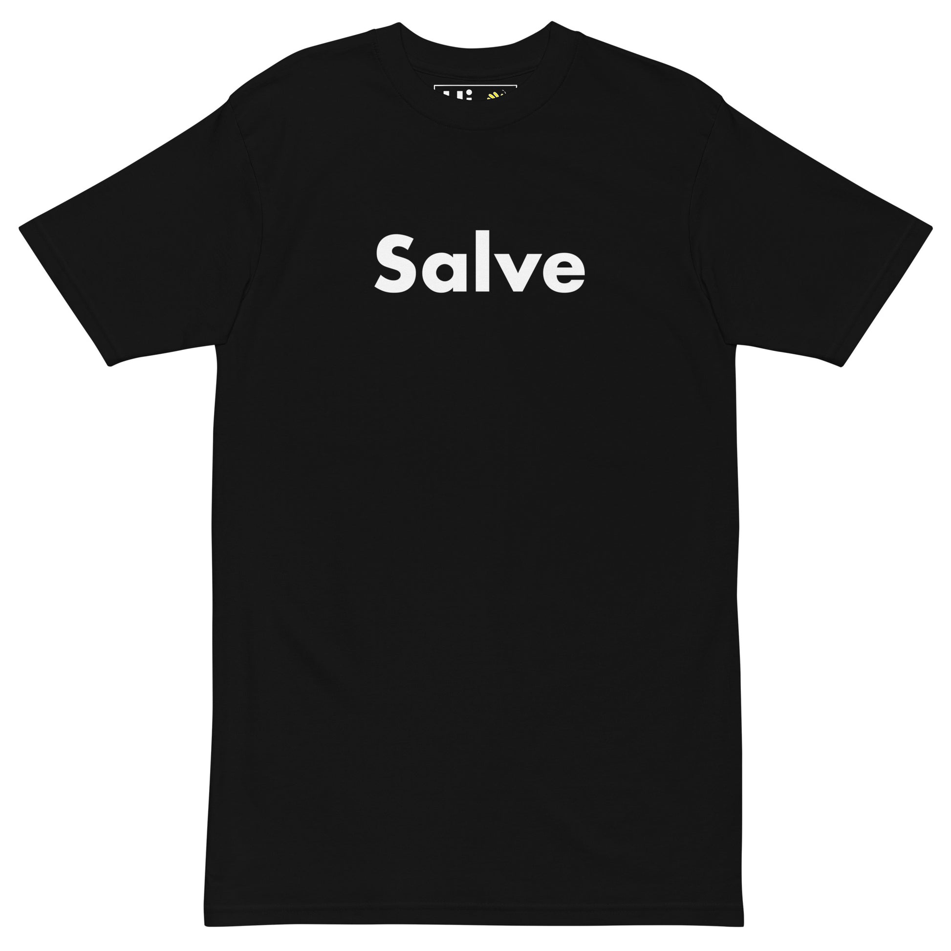Hi Salve Italian Greeting T shirt in black front