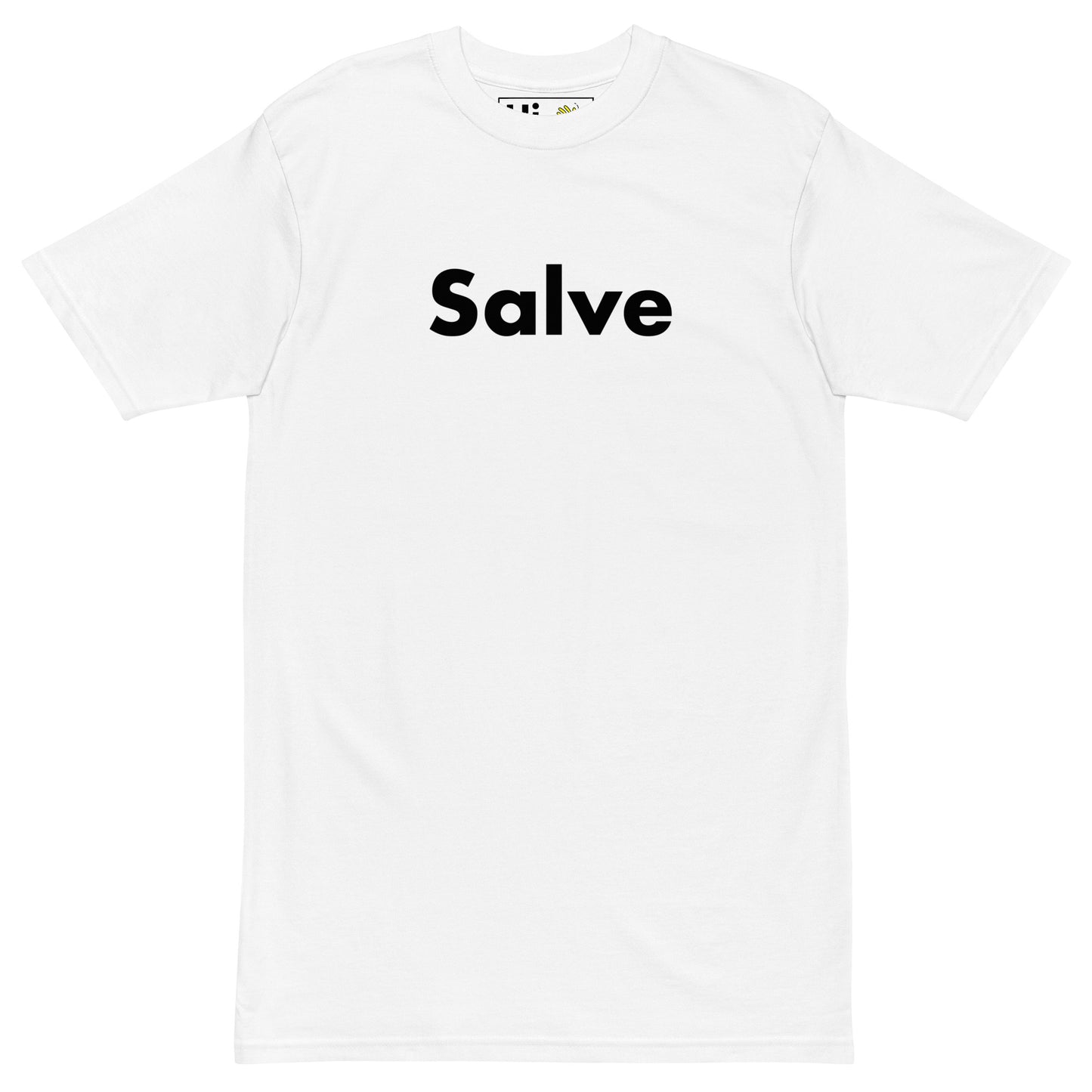 Hi Salve Italian Greeting T shirt in white front