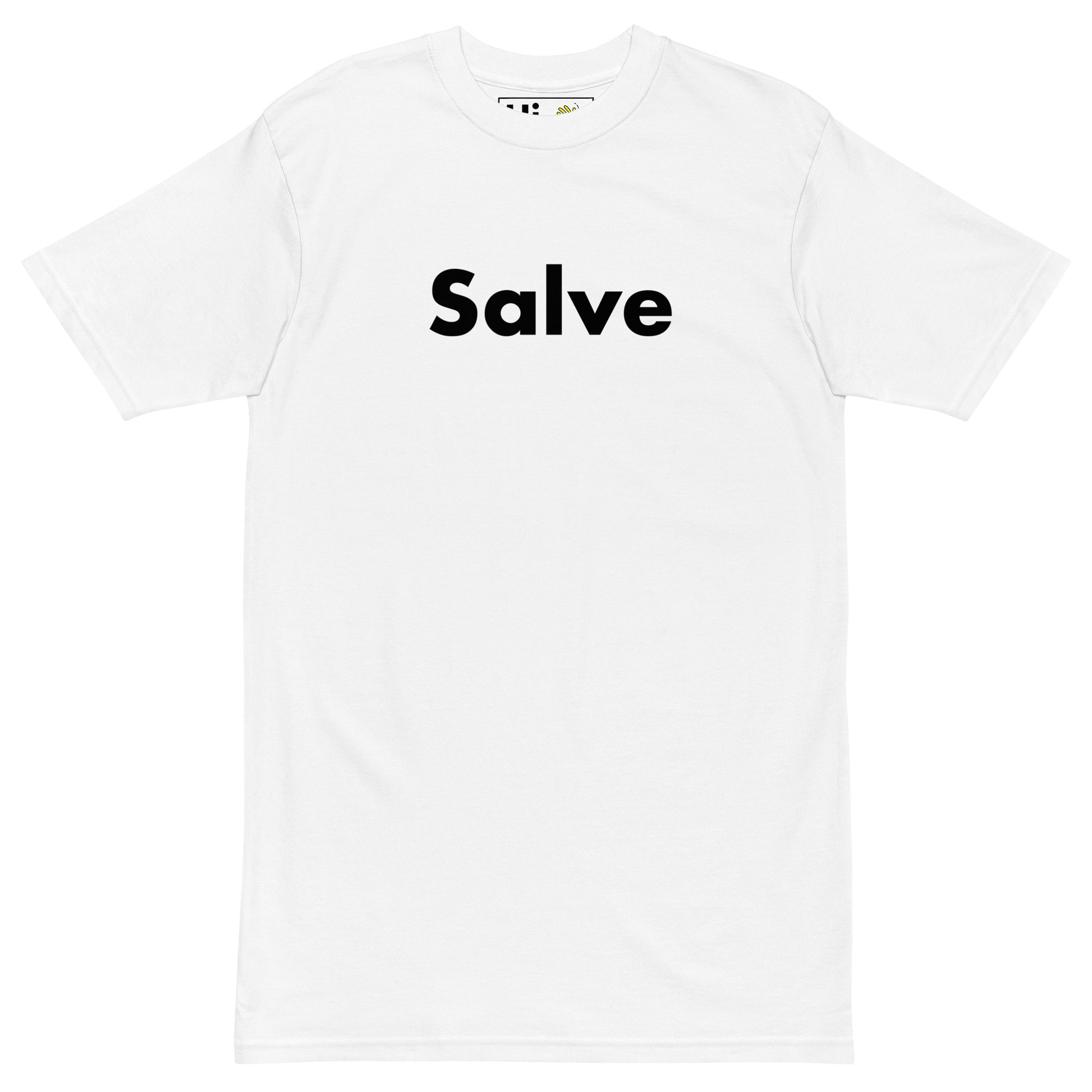 Hi Salve Italian Greeting T shirt in white front