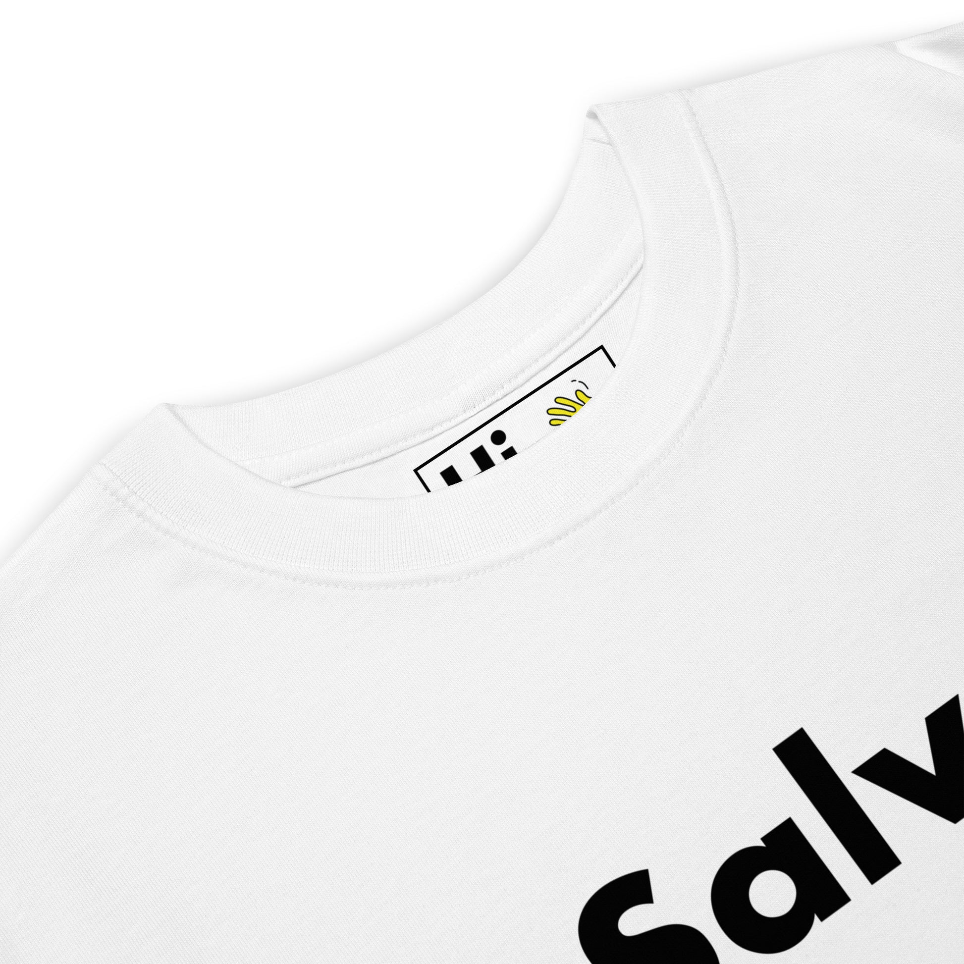 Hi Salve Italian Greeting T shirt in white front detail