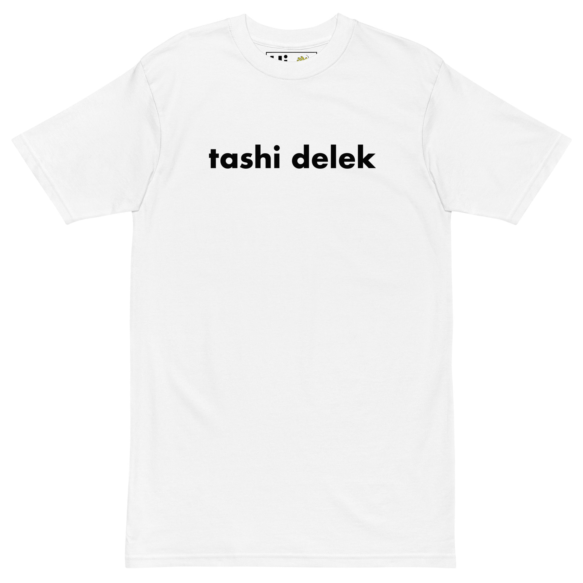 Hi Tashi Delek Tibetan Greeting T shirt in white front