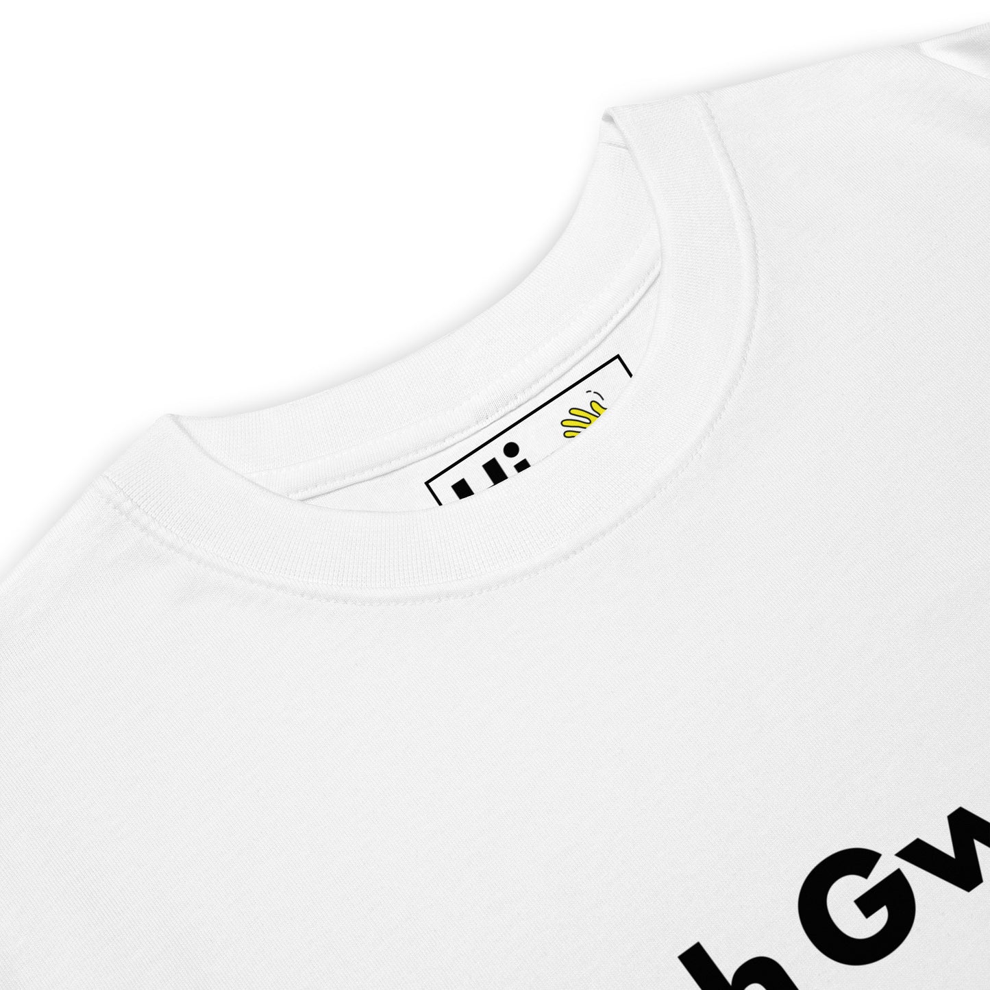 Hi Wah Gwaan Jamaican Greeting T shirt in white, front detail