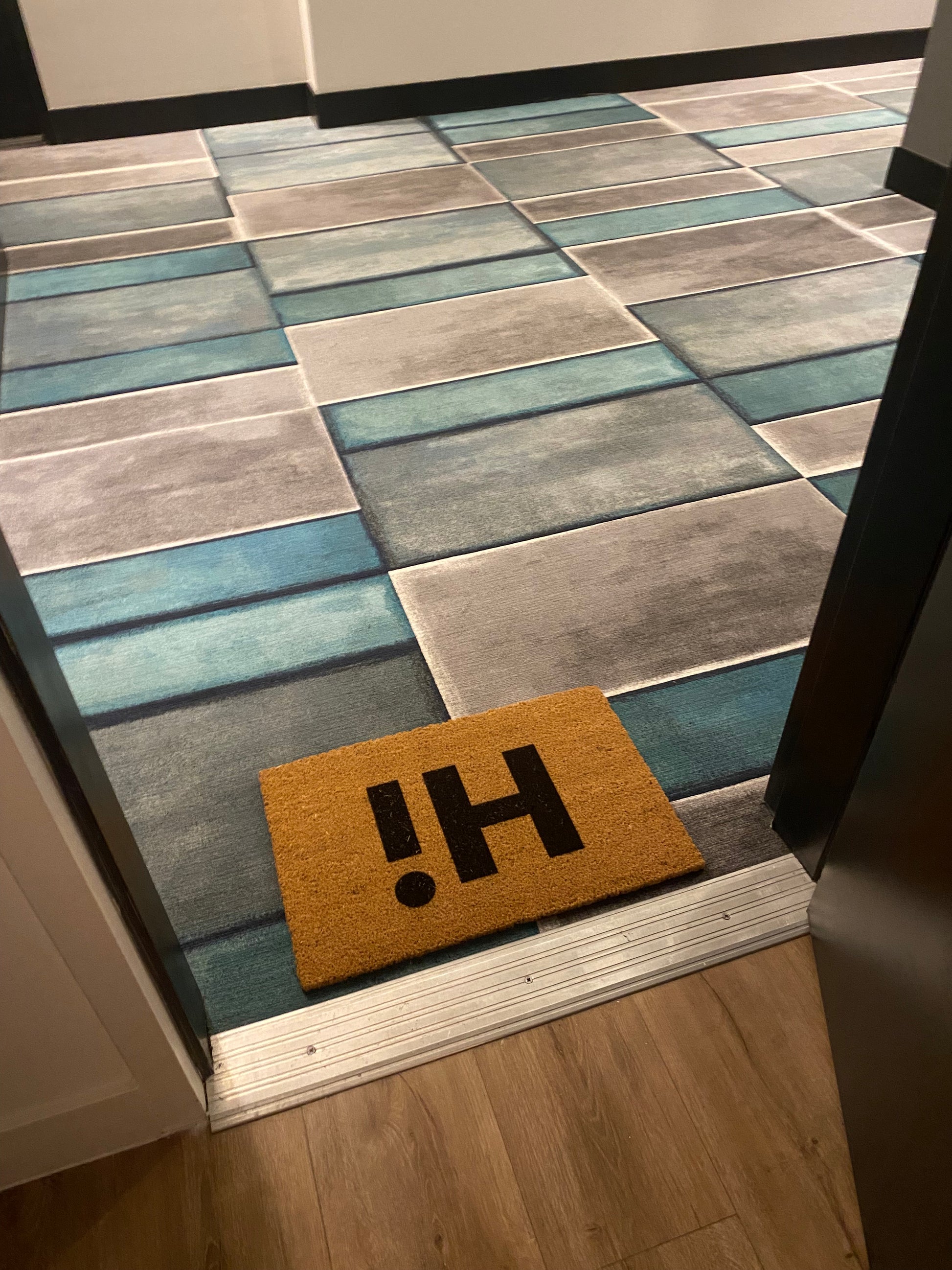 Hi Welcome Mat in the hallway