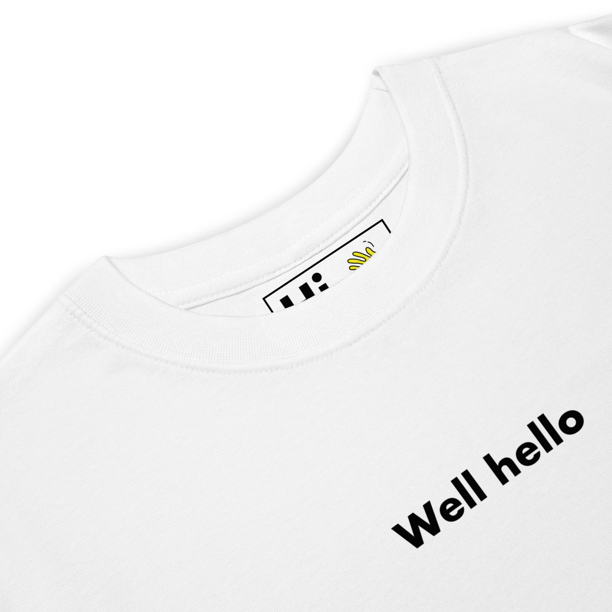 Hi Well Hello Greet Tee in white front detail