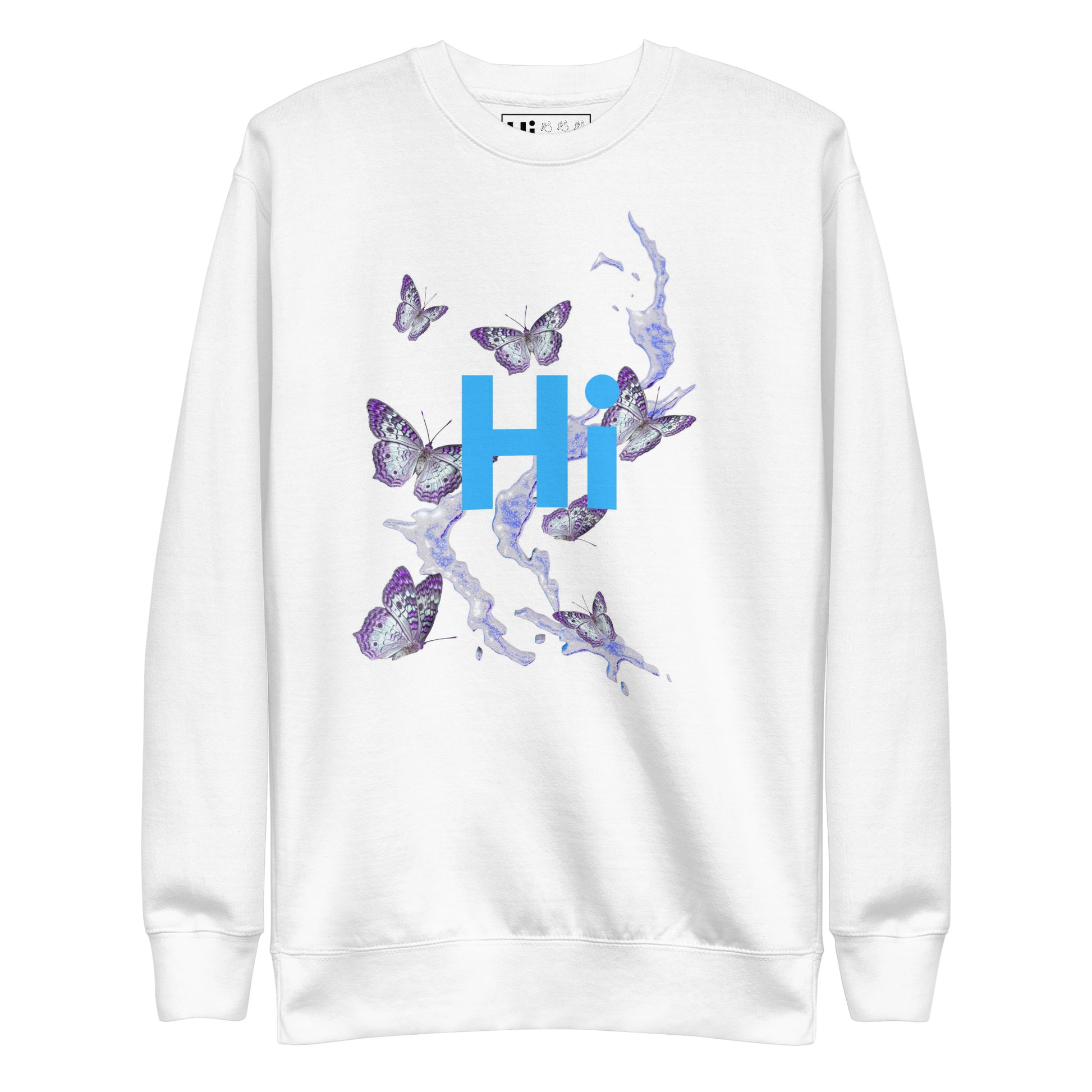 Hi with Butterflies Sweatshirt in white front