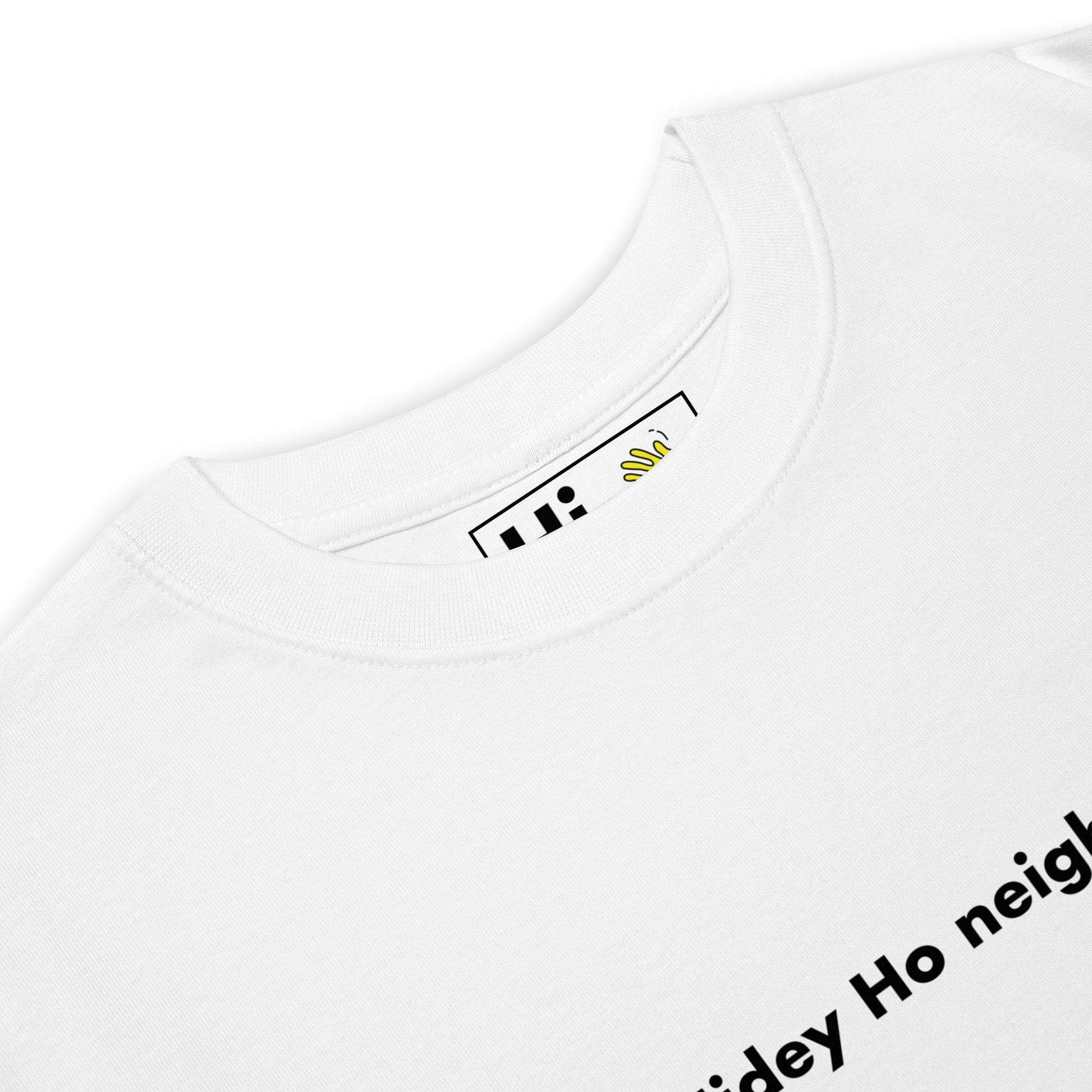 Hidey Ho neighbor friendly Wilson Home Improvement greeting t shirt in white front