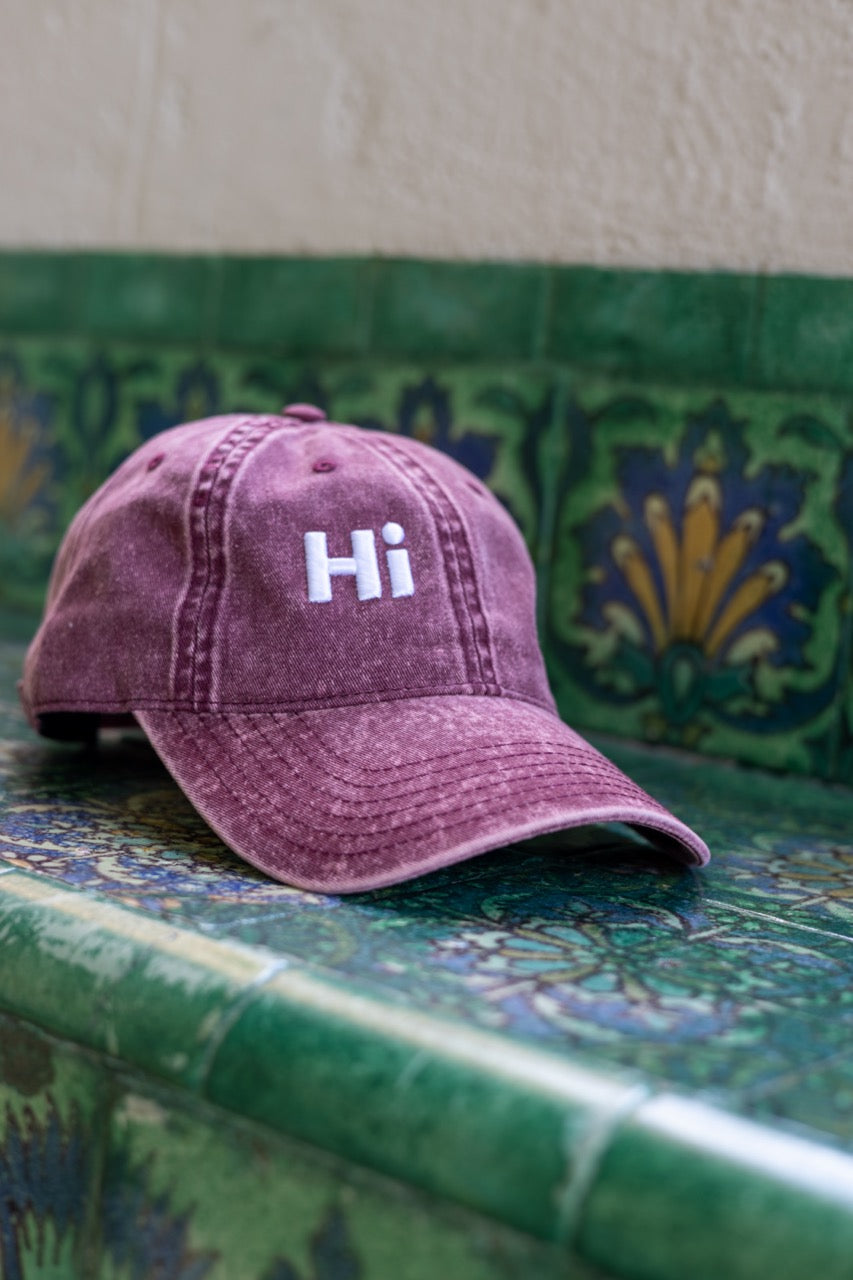 Hi Heyyyyy Vintage Hat in maroon, at the Biltmore in Coral Gables, Florida