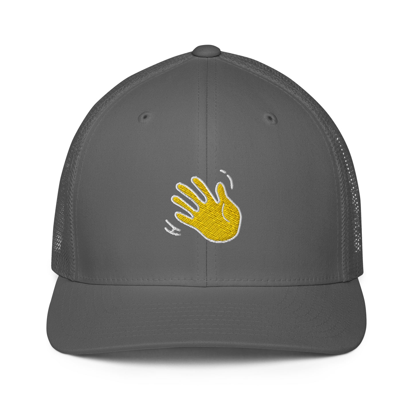 Hi 👋 Emoji Mesh Flexfit Hat in grey by Hi Happy interactions