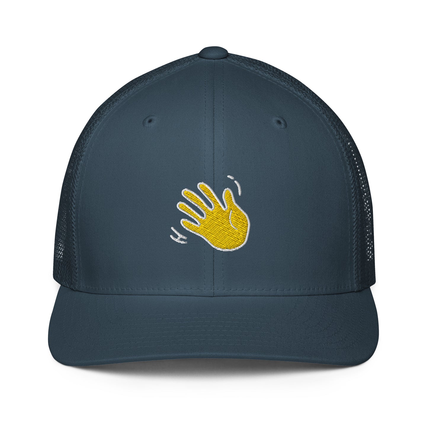 Hi 👋 Emoji Mesh Flexfit Hat in navy by Hi Happy interactions