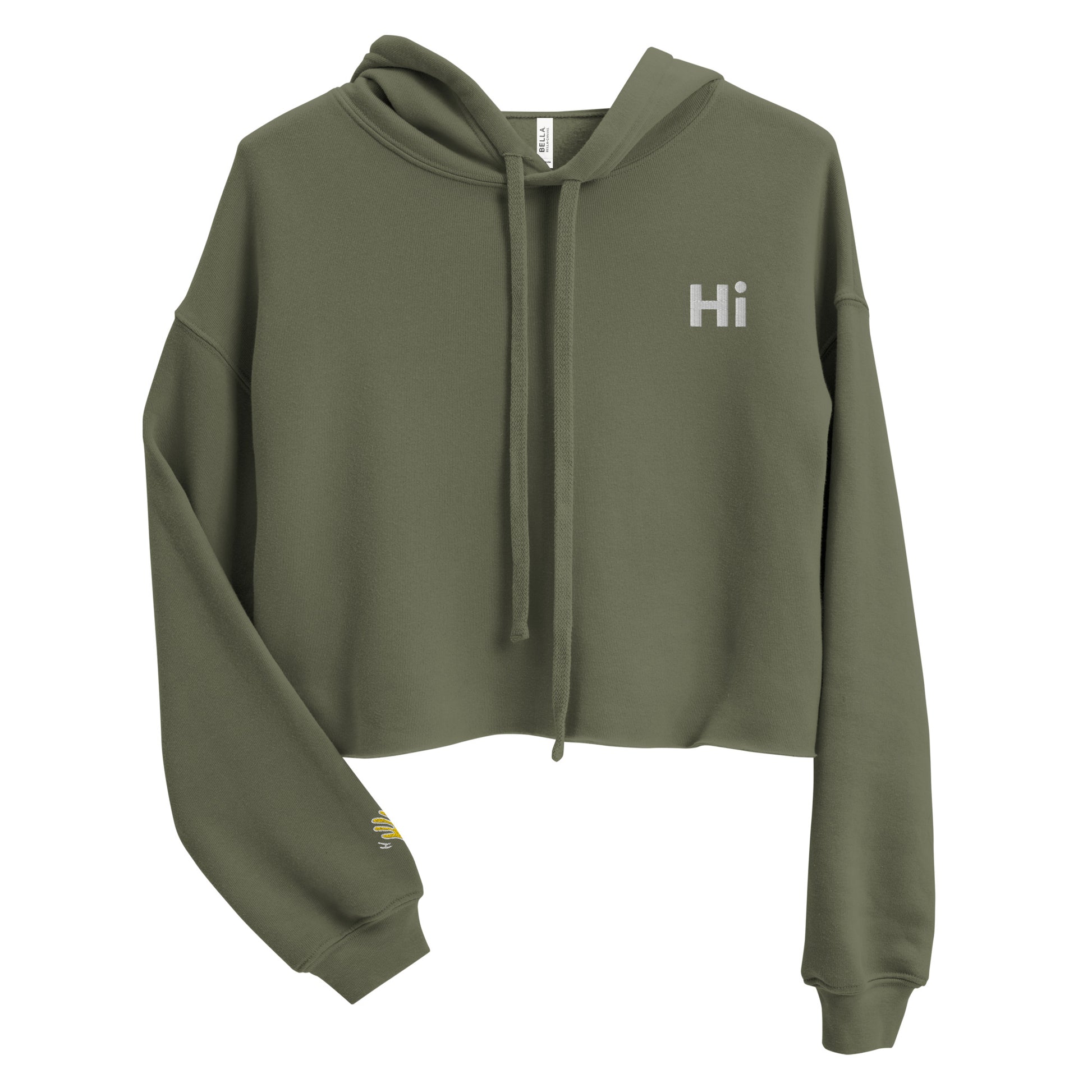 Hi Womens Cropped Hoodie by Happy interactions in Green