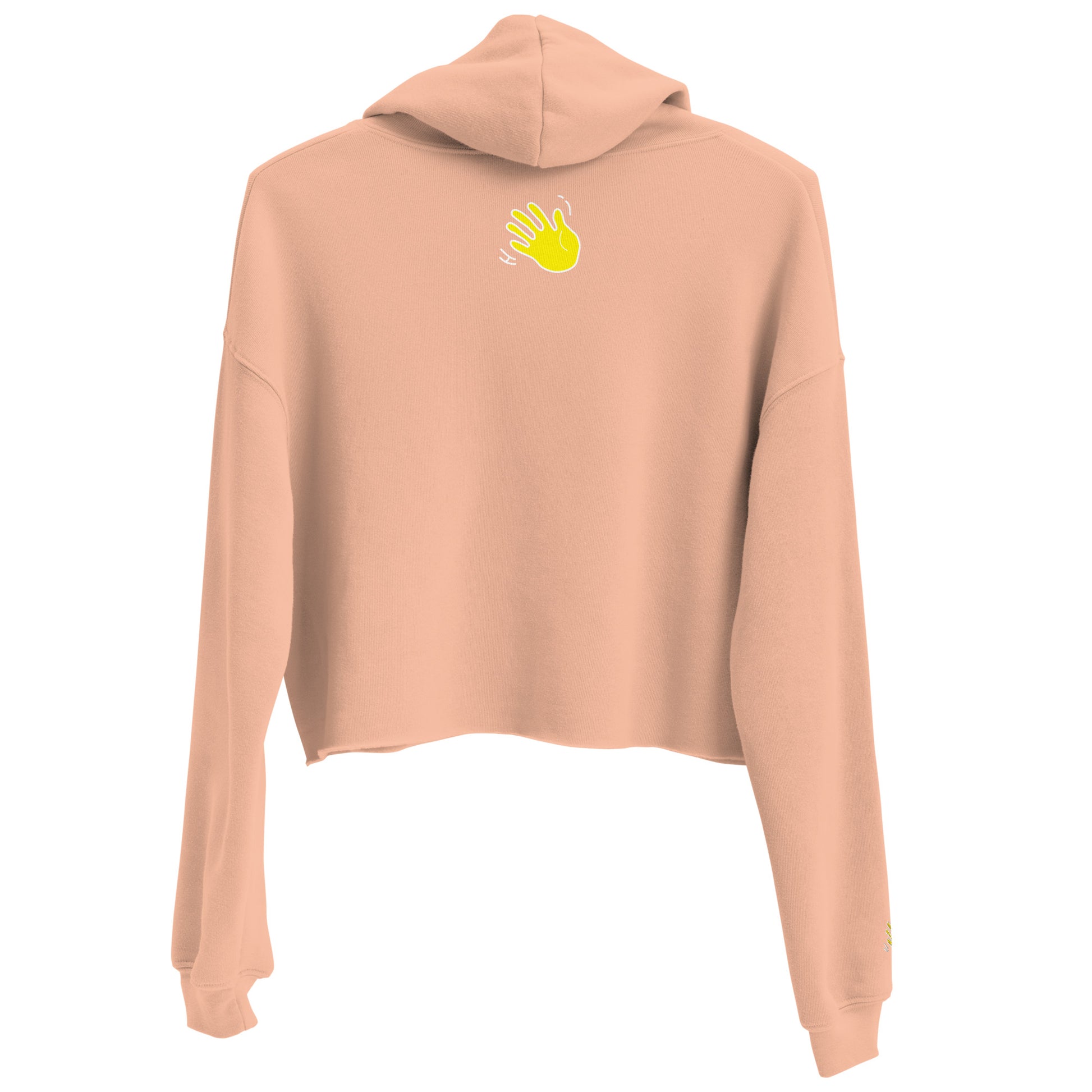 Hi Womens Cropped Hoodie by Happy interactions in Peach