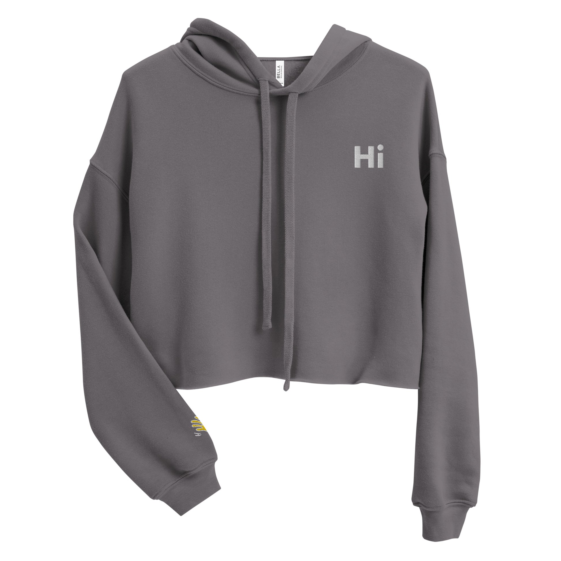 Hi Womens Cropped Hoodie by Happy interactions in Grey