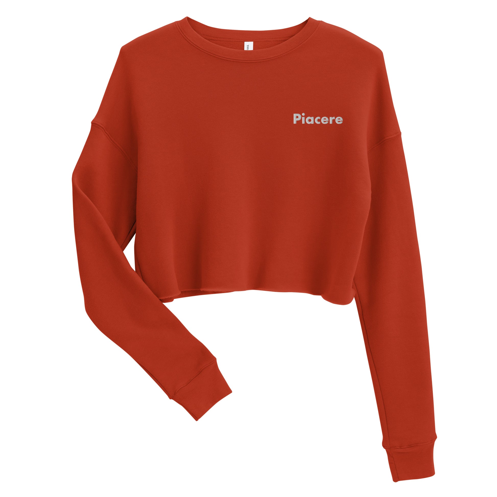 Hi Cropped Sweatshirt from Happy interactions in Red Piacere — Pleased to meet you in Italian