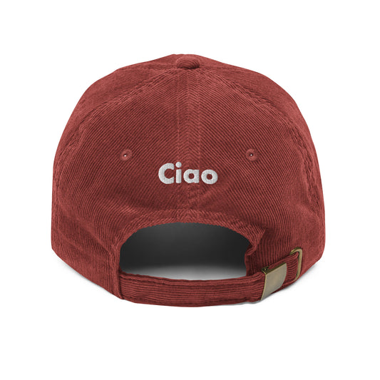 Hi Ciao Vintage Corduroy Hat in Maroon back